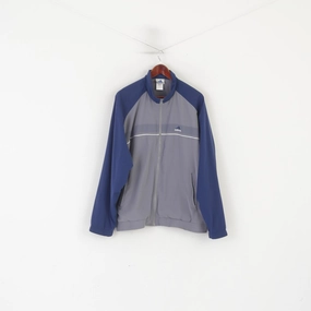 NonBulkyFit Cravat Adidas Men L Jacket Navy Gray Vintage Full Zipper 90s Lightweight Sportswear Top