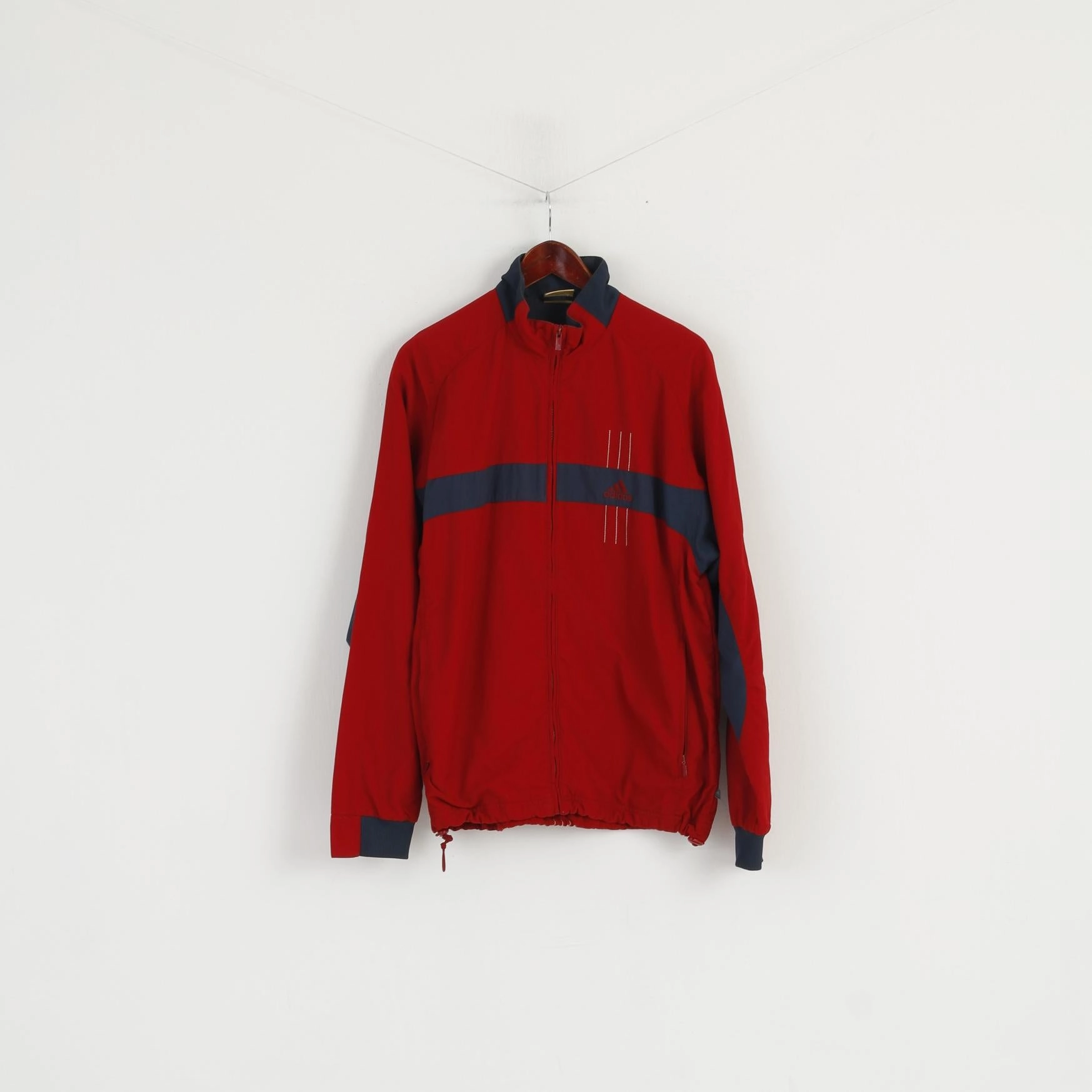 Wind Blocking City Ready Adidas Men M Jacket Maroon Nylon Waterproof  Vintage 90s Full Zipper Sport Top