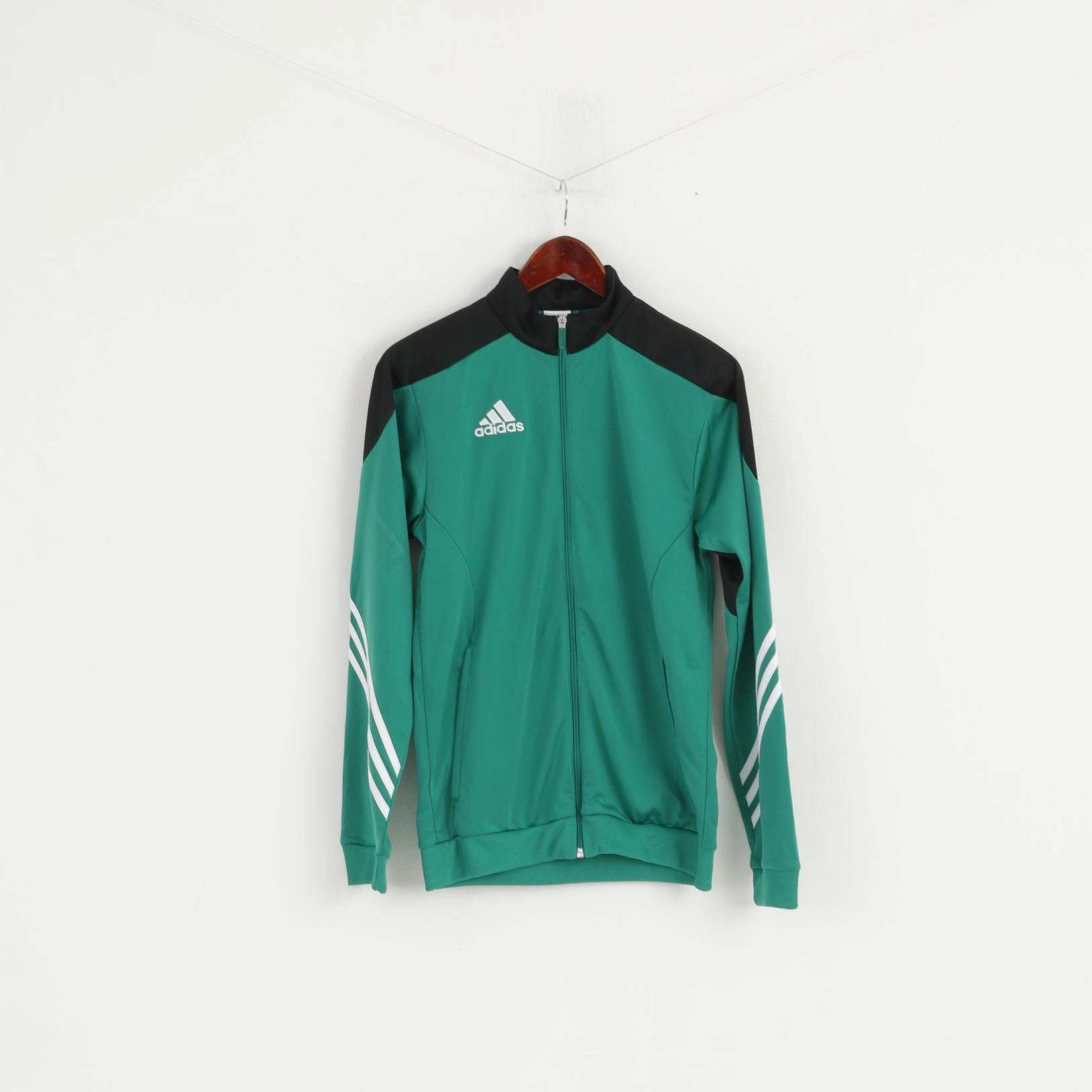 Adidas Men S Sweatshirt Green Shiny Slim Fit Full Zipper Classic Track Top stud accents product handmade uniqueness