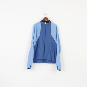 Base-layer writers Adidas Men XL Jacket Blue Polyester Vintage 3 Stripes Full Zipper Sport Top