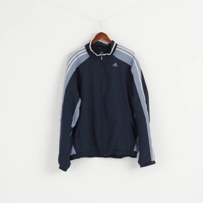 Adidas Men XL Jacket Navy Blue 3 Stripe Active Bomber Zip Up Traning Top suitable for city tours Durable piece