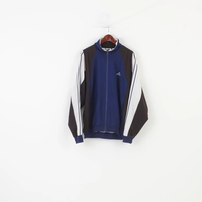 Urban Comfort Adidas Men XL Jacket Navy  Bomber Vintage 90s Oldschool Full Zipper Collar Oversize Top