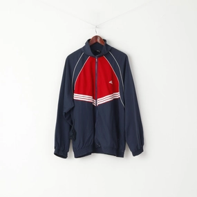 Adidas Men XL Jacket Navy Full Zipper Mesh Lined Retro Activewear Gym Top waist length Reinforced Stress Points