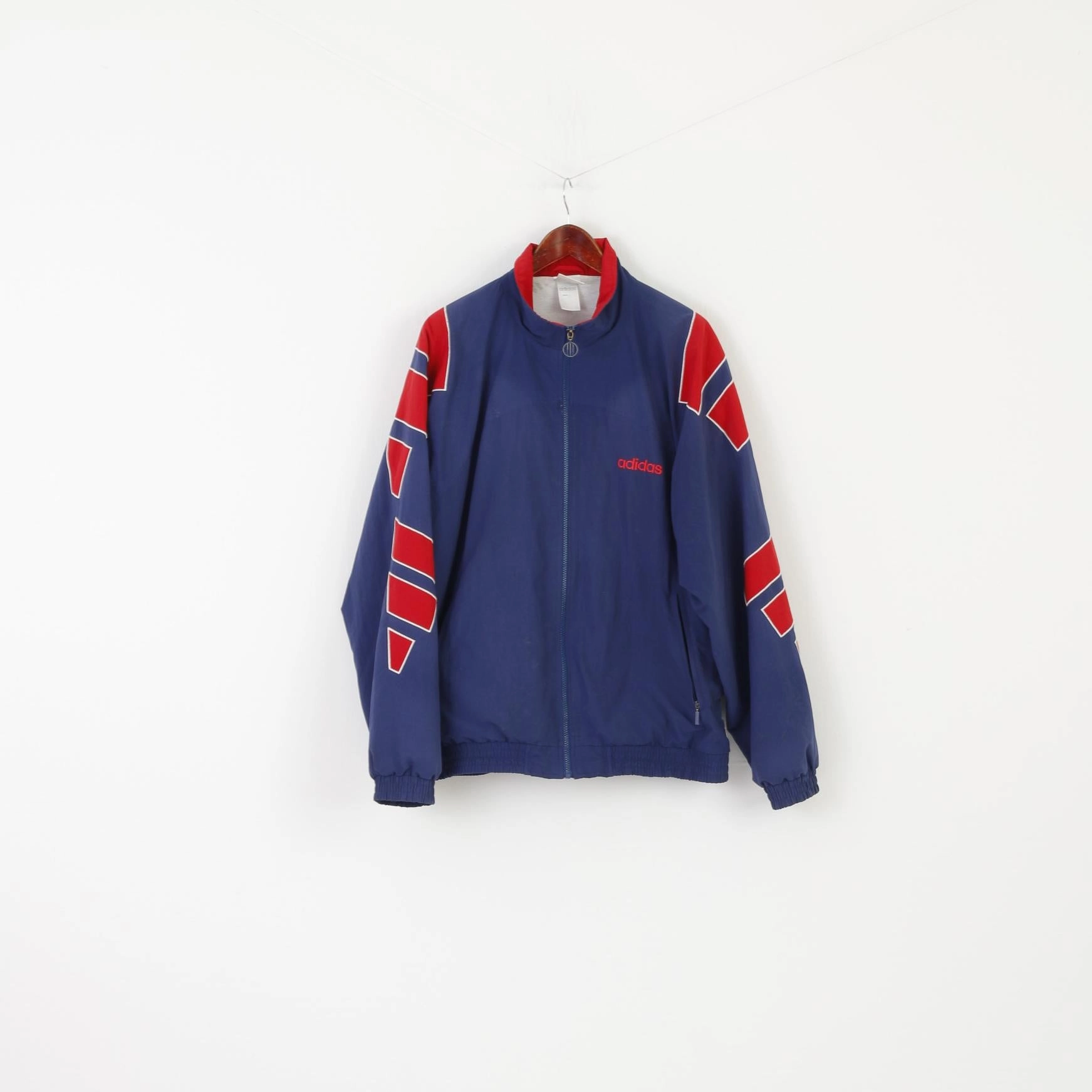 Reflective Detailing Adidas Men XL Jacket Red Navy Vintage 90s Bomber Zip Up Activewear Top