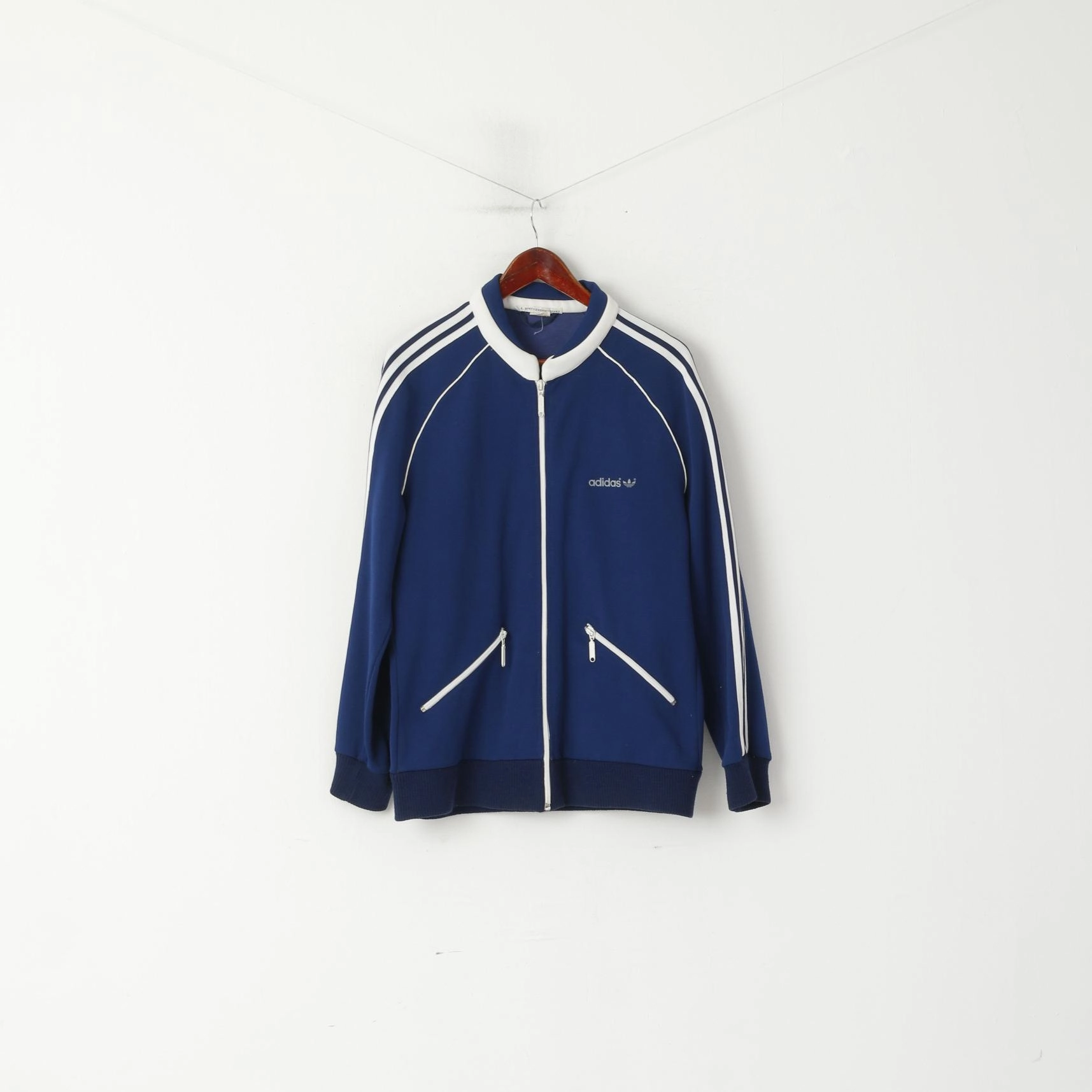 Adidas Real Vintage 70s Beckenbauer Men 52 L Track Jacket Navy Tracksuit Finland Top Active Wear Look