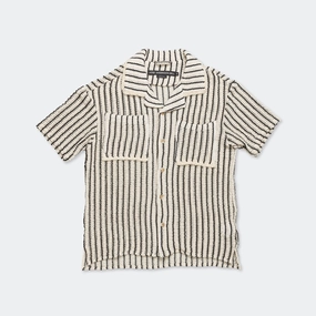 Sheer Stripe Knit SS Shirt - Ecru Edgy style