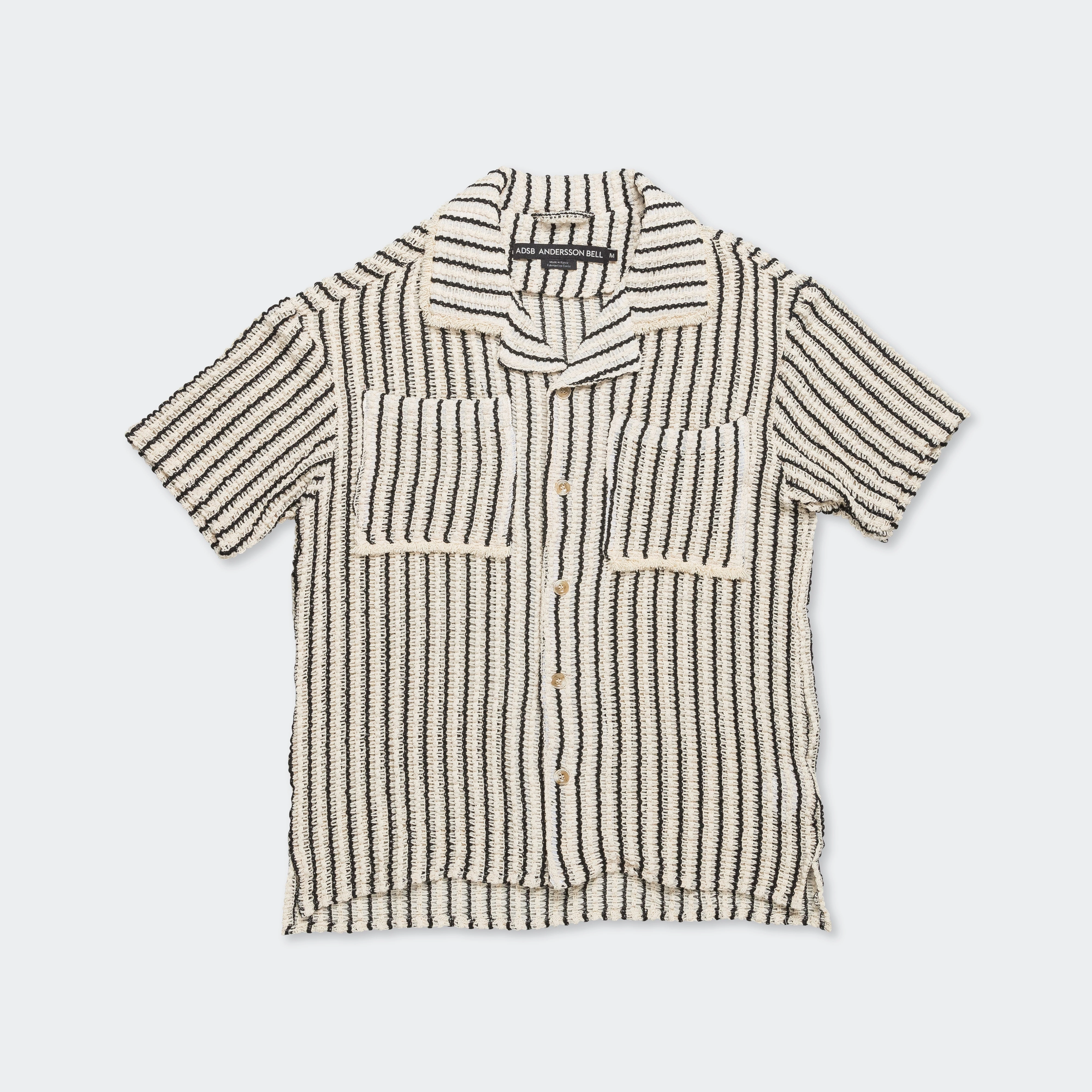 Sheer Stripe Knit SS Shirt - Ecru Edgy style