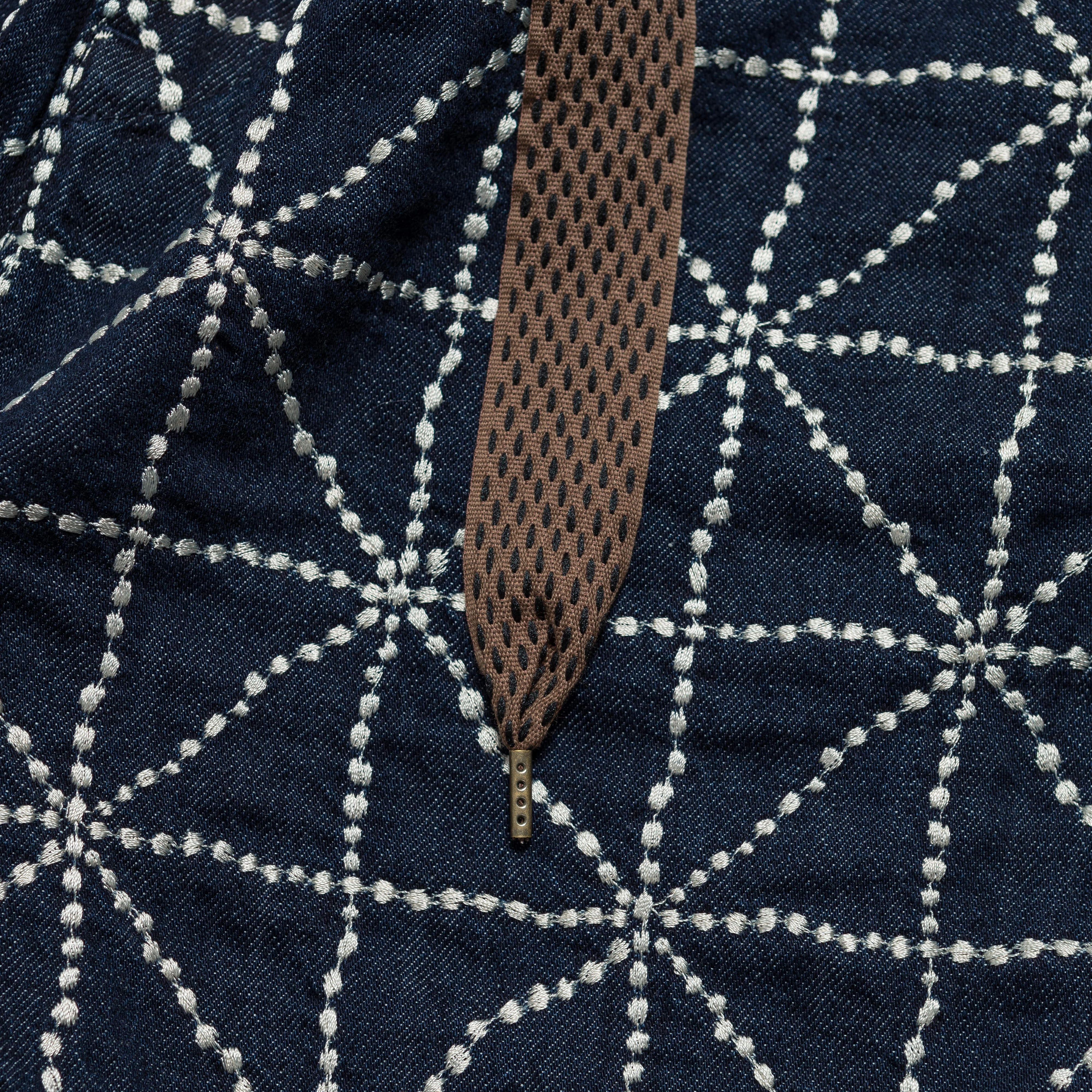 Wrinklefree Comfortable Fashion 8oz Denim FOLK-DOJO Embroidery EASY Pants - Dark