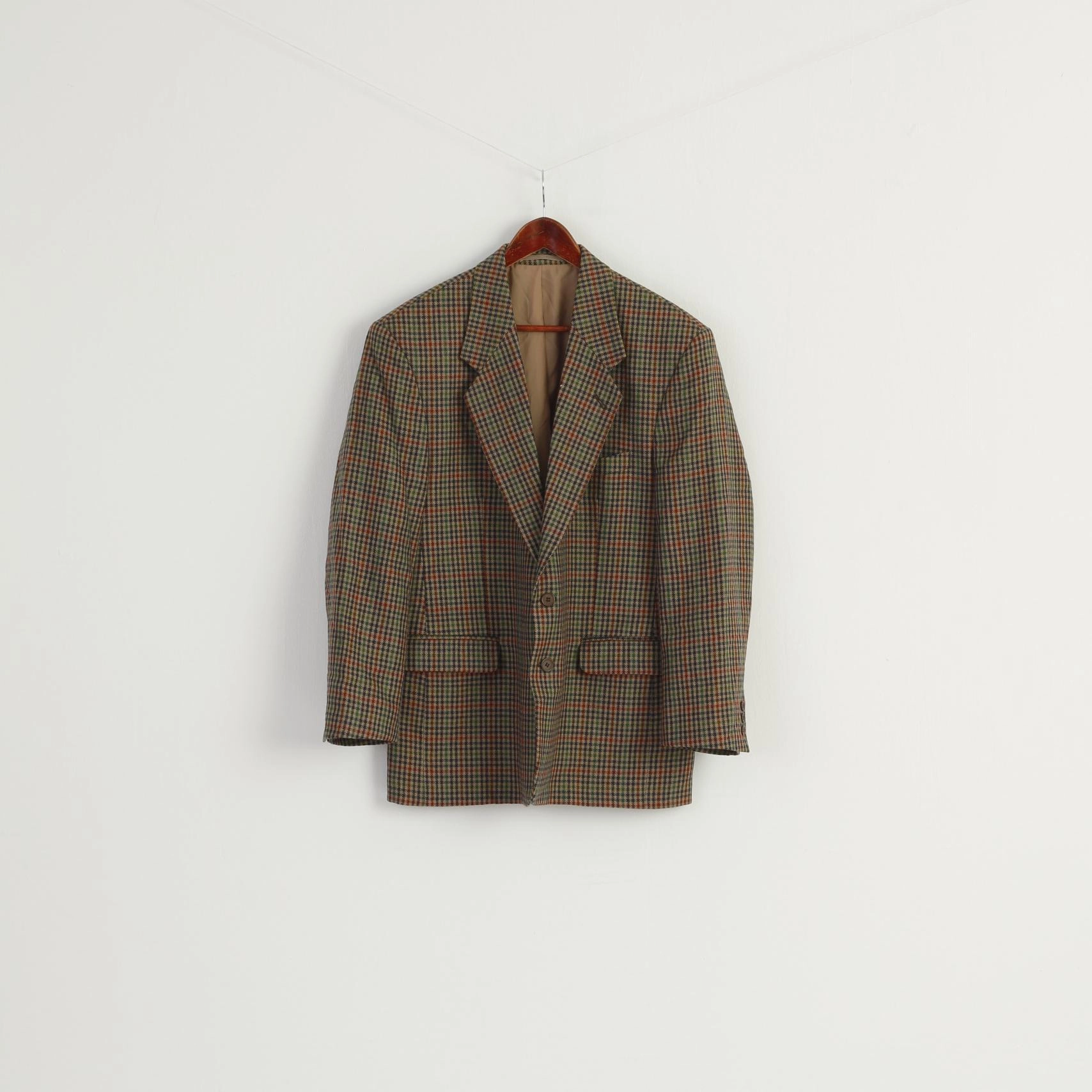 Outdoor Function Michel Luzzi Linea Uomo Men 50 40 Blazer Brown Herringbone Vintage Wool Jacket