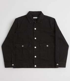 Pop Trading Company Full Button Denim Jacket - Rinsed Black Durable Quality Credit