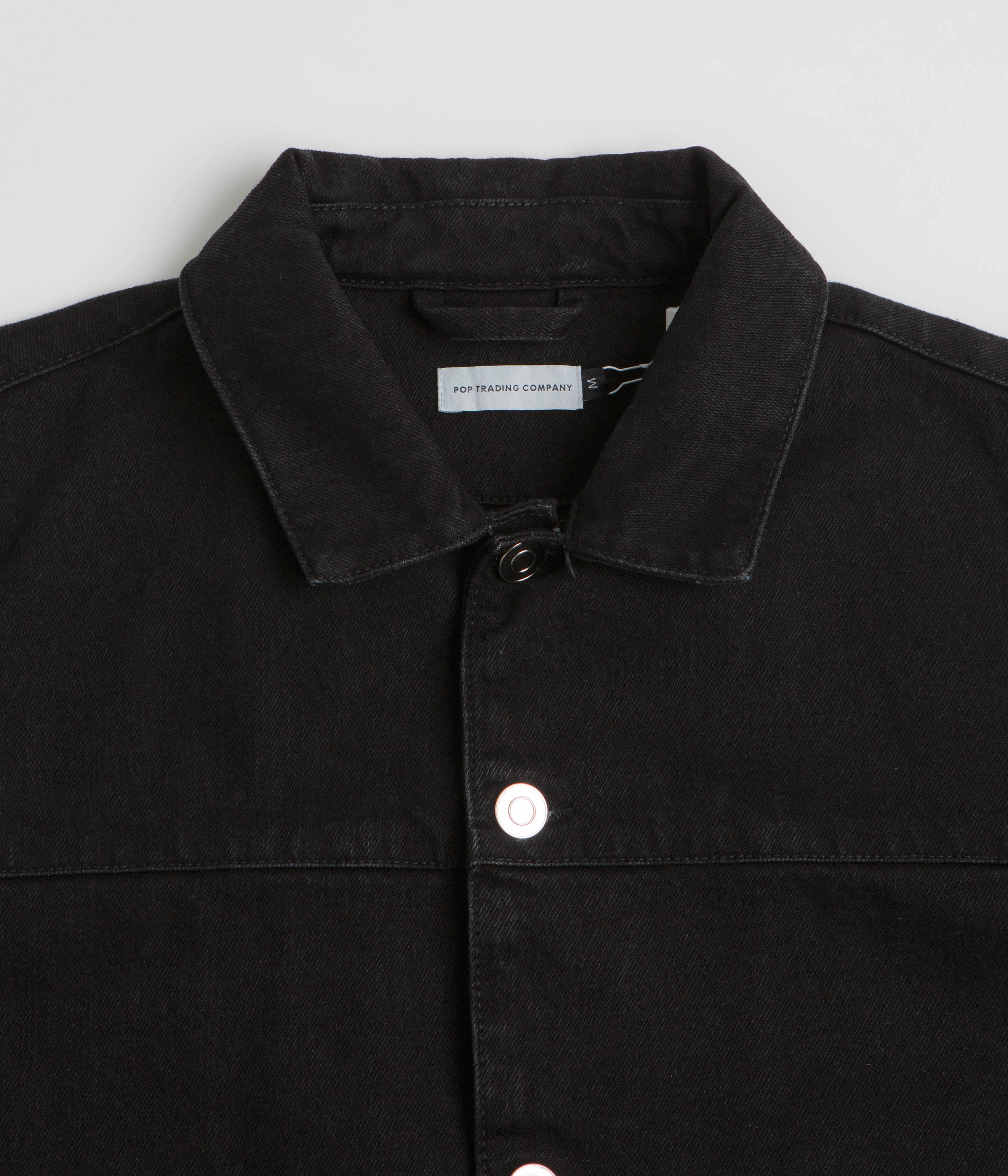 Chic Style Pop Trading Company Full Button Denim Jacket - Rinsed Black