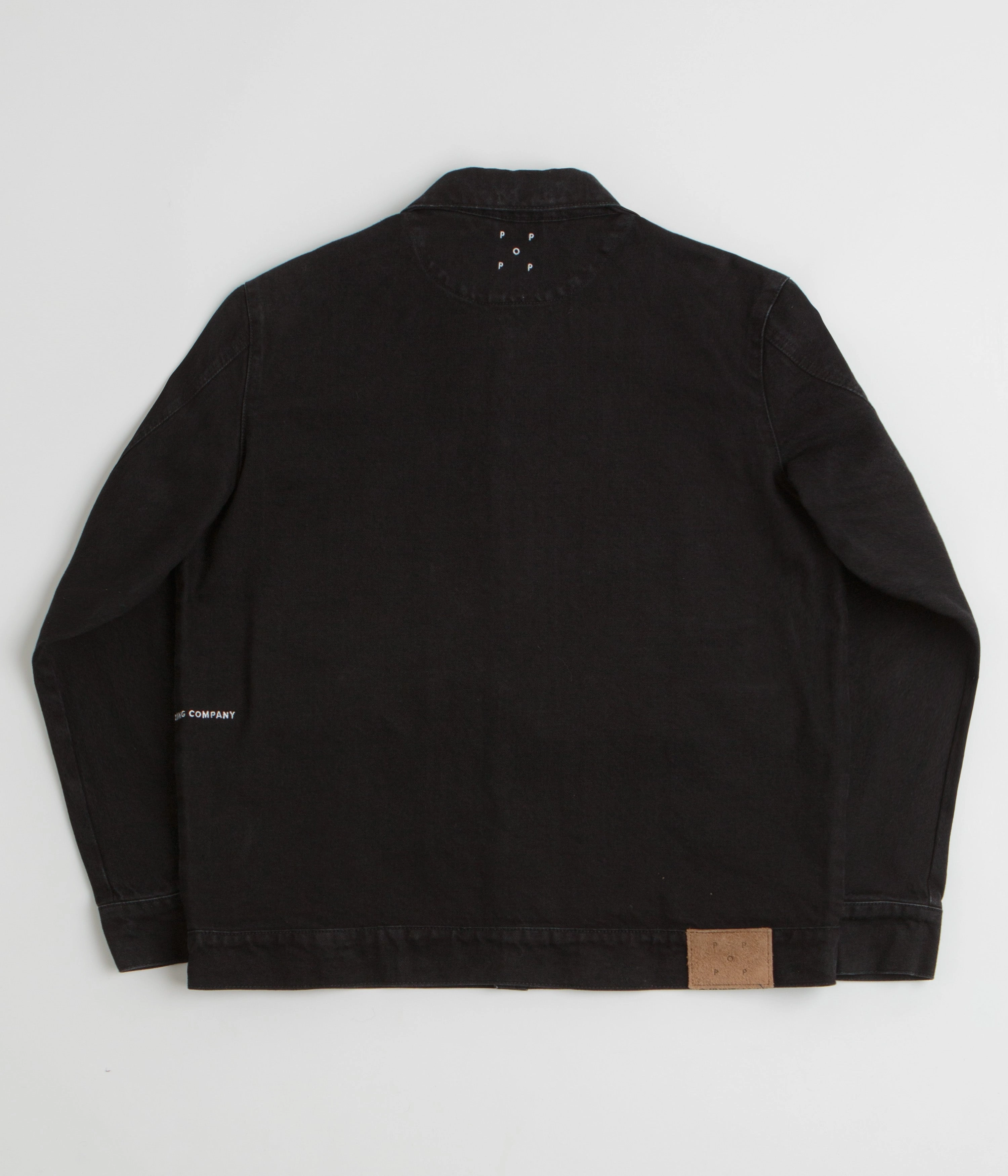 Pop Trading Company Full Button Denim Jacket - Rinsed Black Mousse