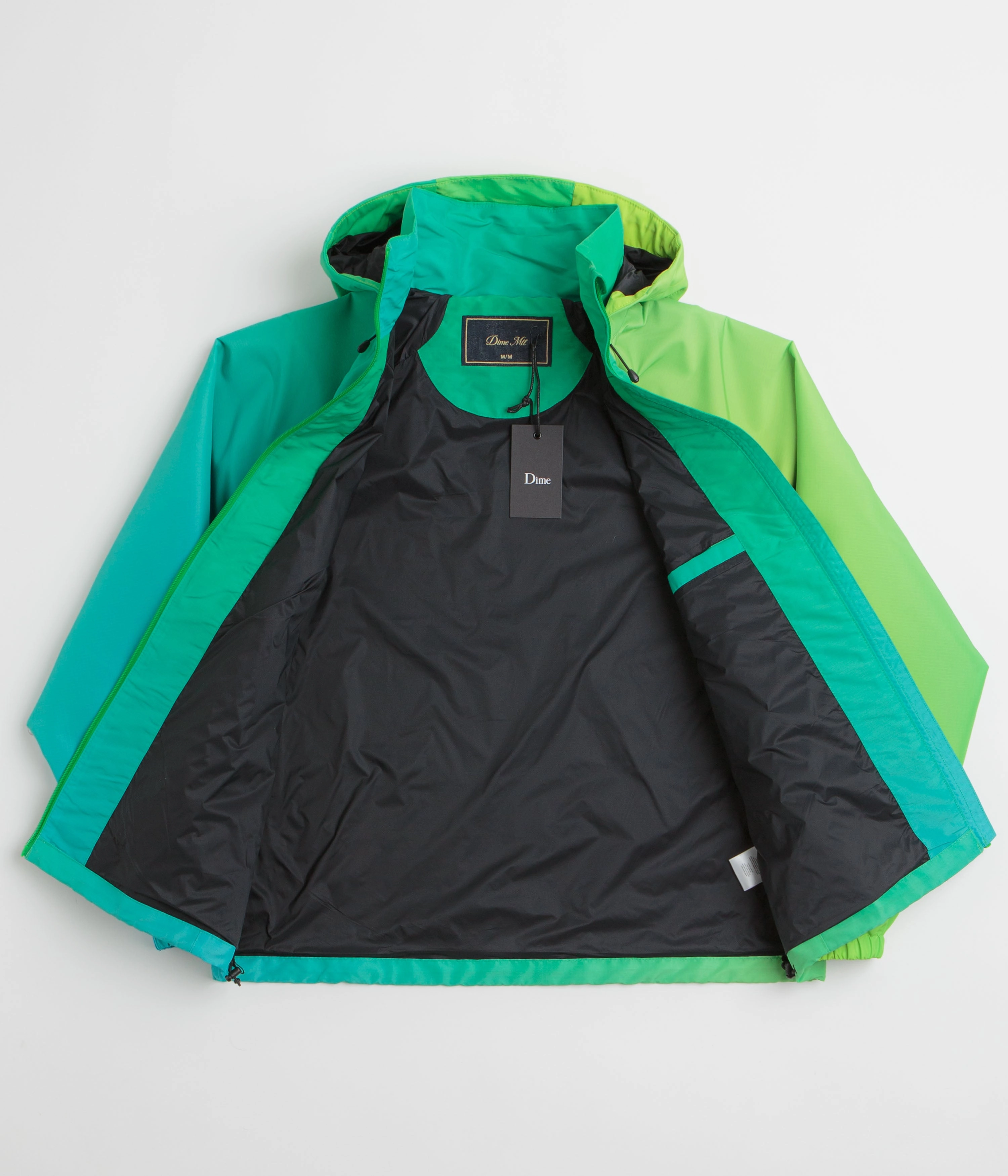Dime Gradient Windbreaker Jacket - Green High Collar Design Urban Protection