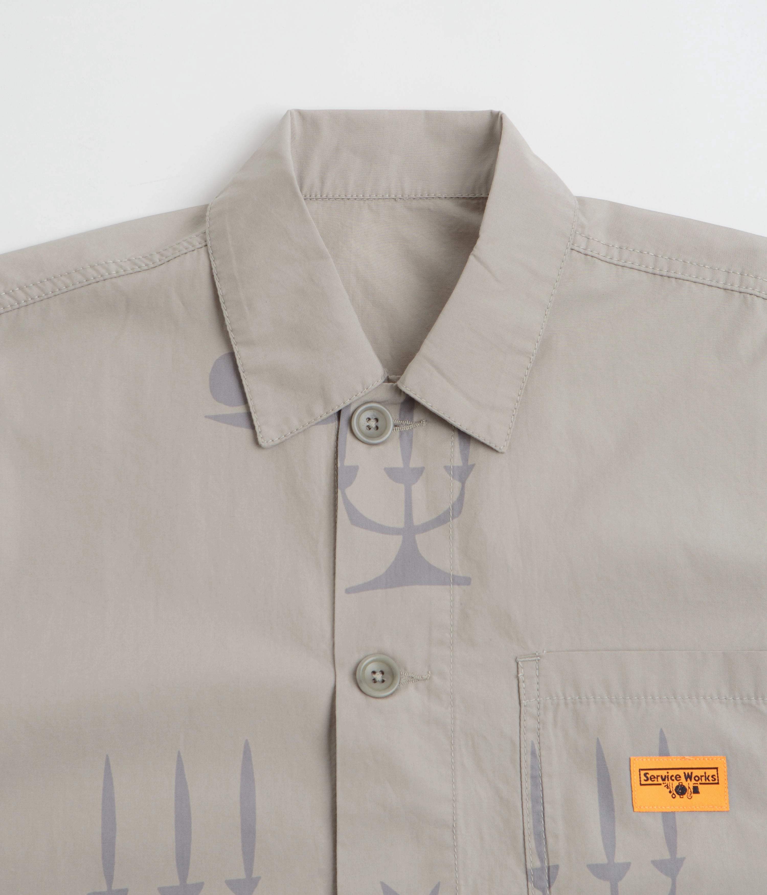 Service Works Poplin Printed Chore Shirt - Stone Fashionable Pick Spring Collection