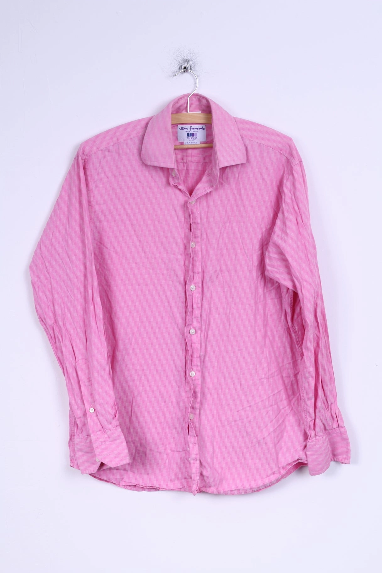 T.M. Lewin Mens 16 35 M Casual Shirt Pink Cotton Milan Sim Fit Long Sleeve Layering Essential