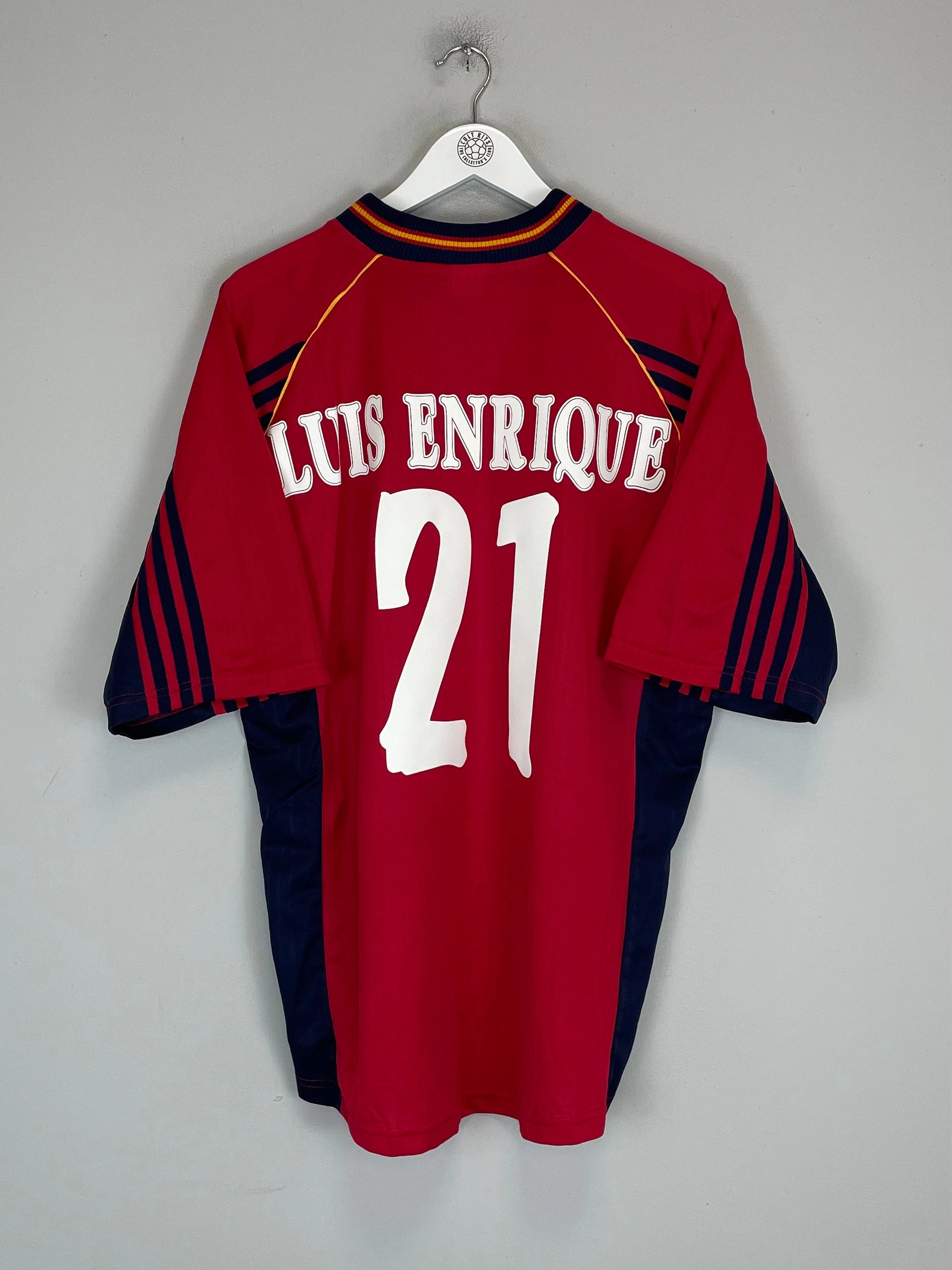Sweat Wicking Water Repellent Finish 1998/99 SPAIN LUIS ENRIQUE #21 HOME SHIRT (L) ADIDAS