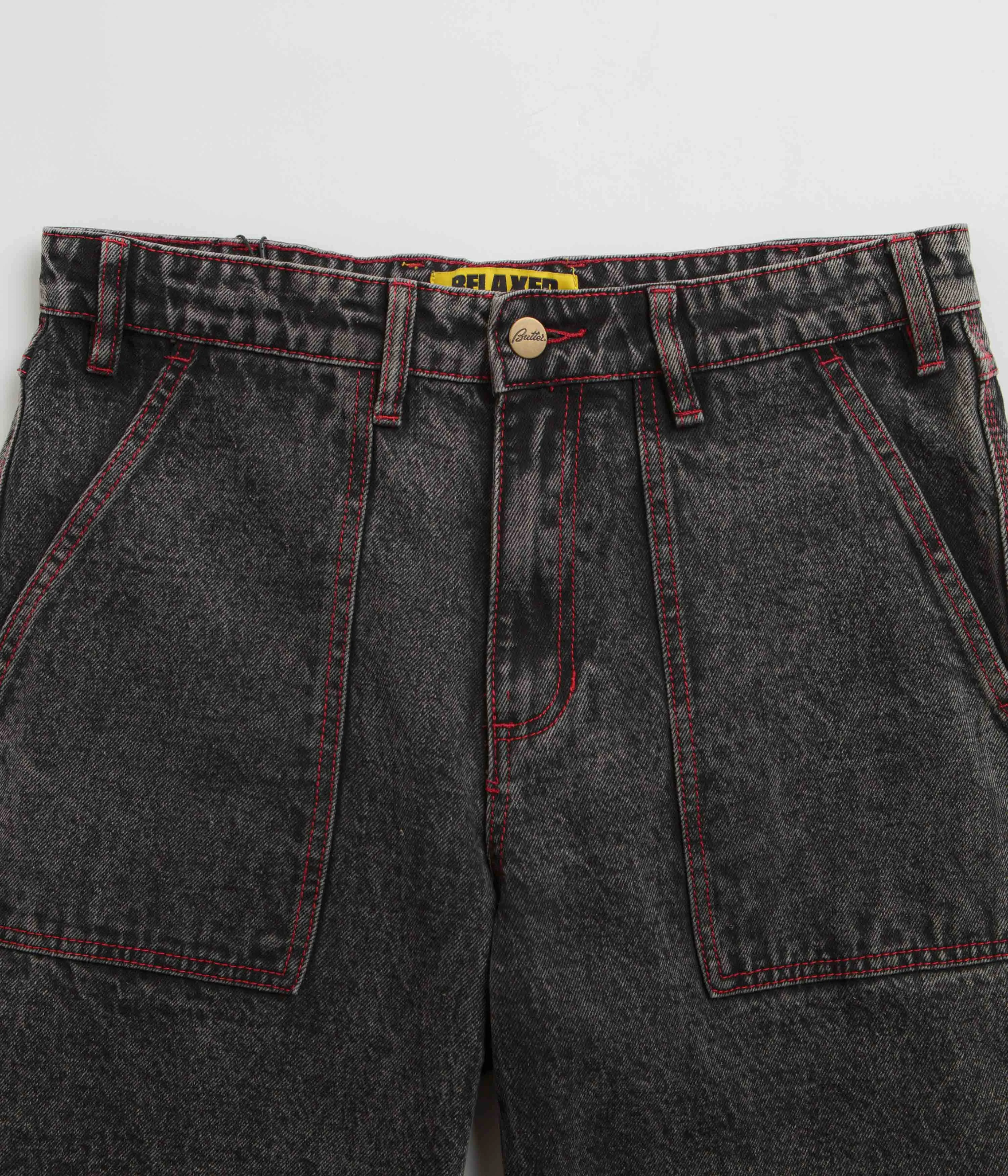 Smart Casual Modern Rainy Day Butter Goods Breakdown Relaxed Jeans - Acid Wash Black