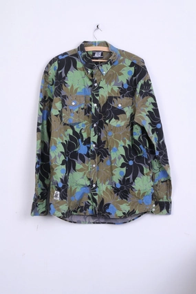 ALIS Mens XL Casual Shirt Button Down Collar Flowers Print Cotton Flexible Material