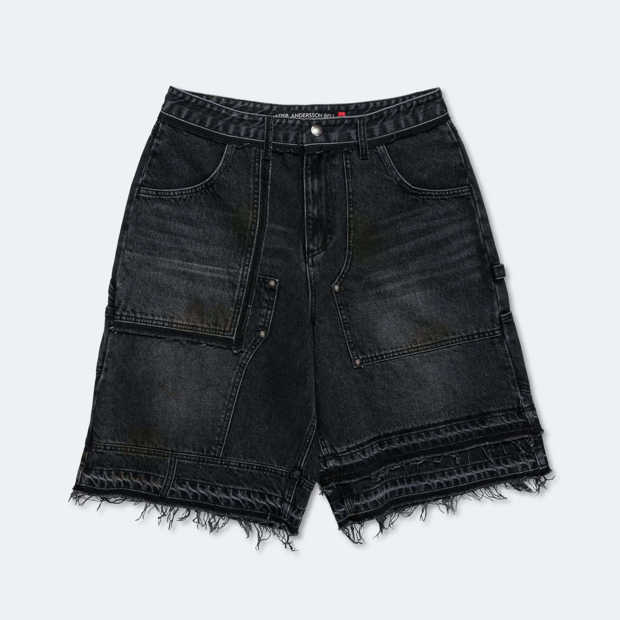 Patchwork Denim Shorts - Black Daily Function Casual Morning Stroll