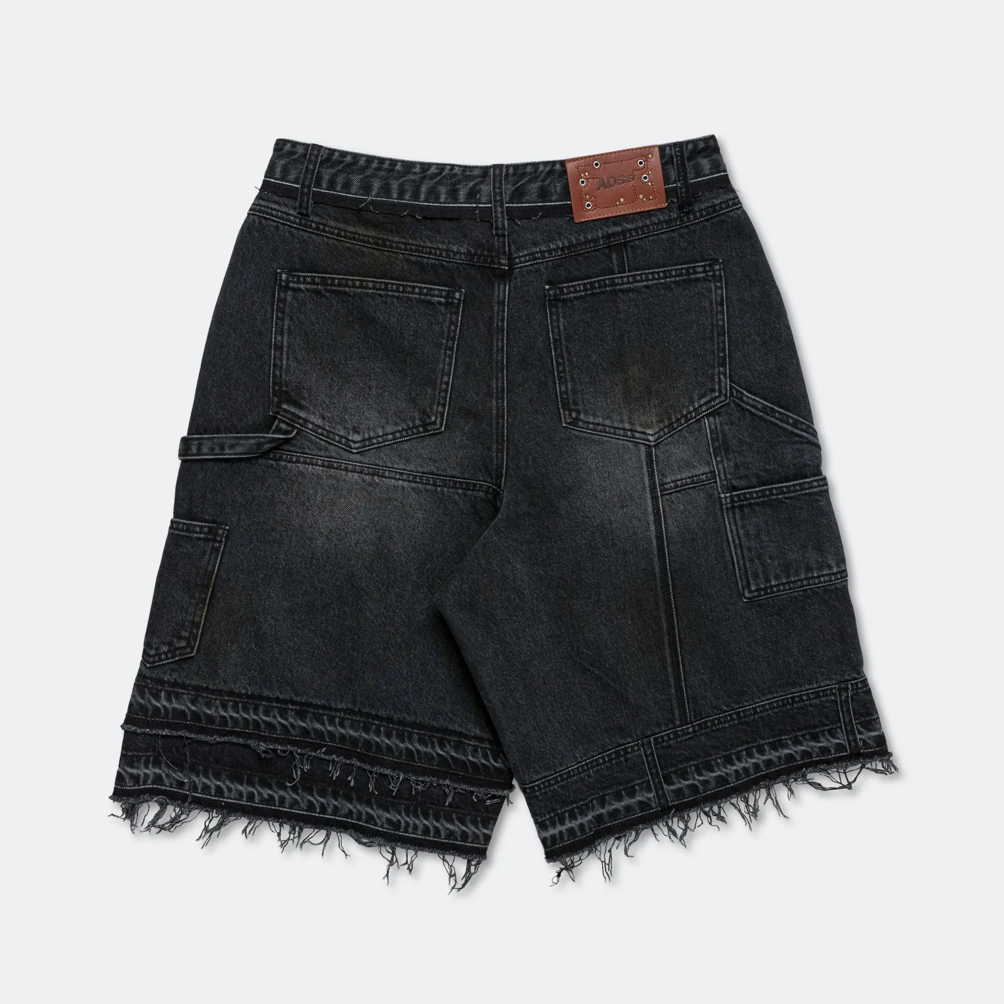 Youth Style Road Trip Outdoor Enthusiast Versatile Relaxed Style Patchwork Denim Shorts - Black