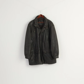 C&A Canada Men 60 XXL Jacket Brown Heavy Leather Lined Zip Up Vintage Top Adjustable Wear Opinion