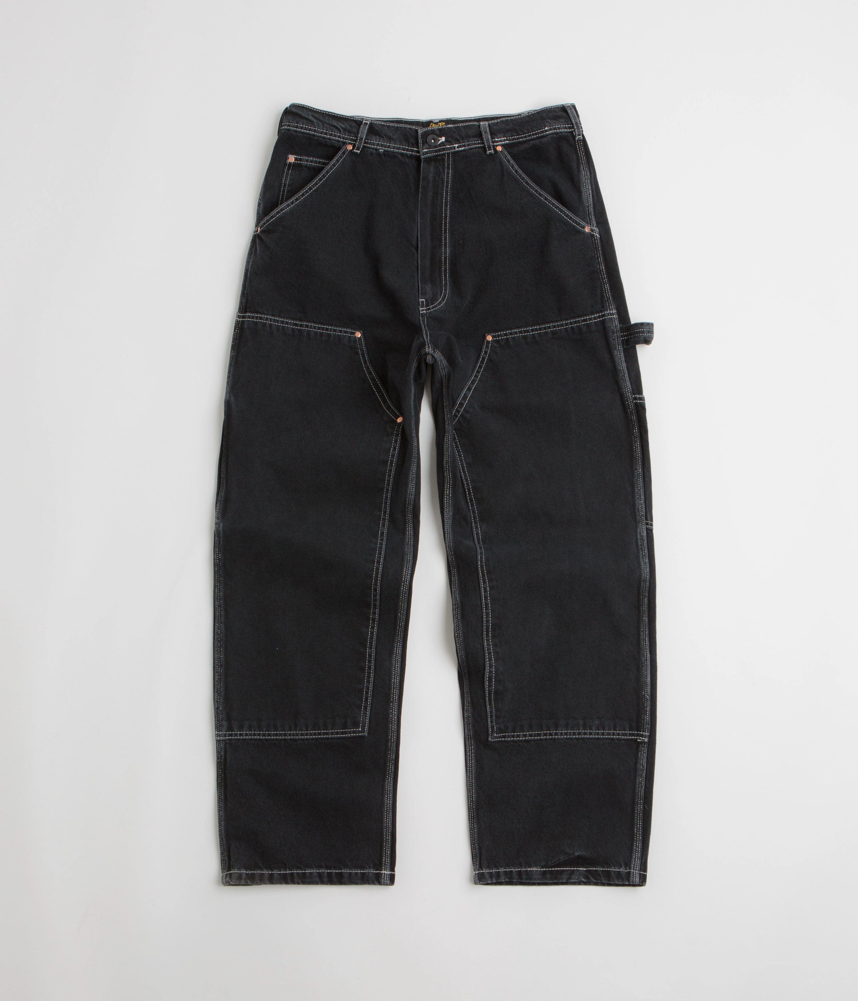 Stan Ray Double Knee Pants - Stonewashed Black Denim Relaxed Comfort Wear