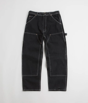 Stan Ray Double Knee Pants - Stonewashed Black Denim Relaxed Comfort Wear