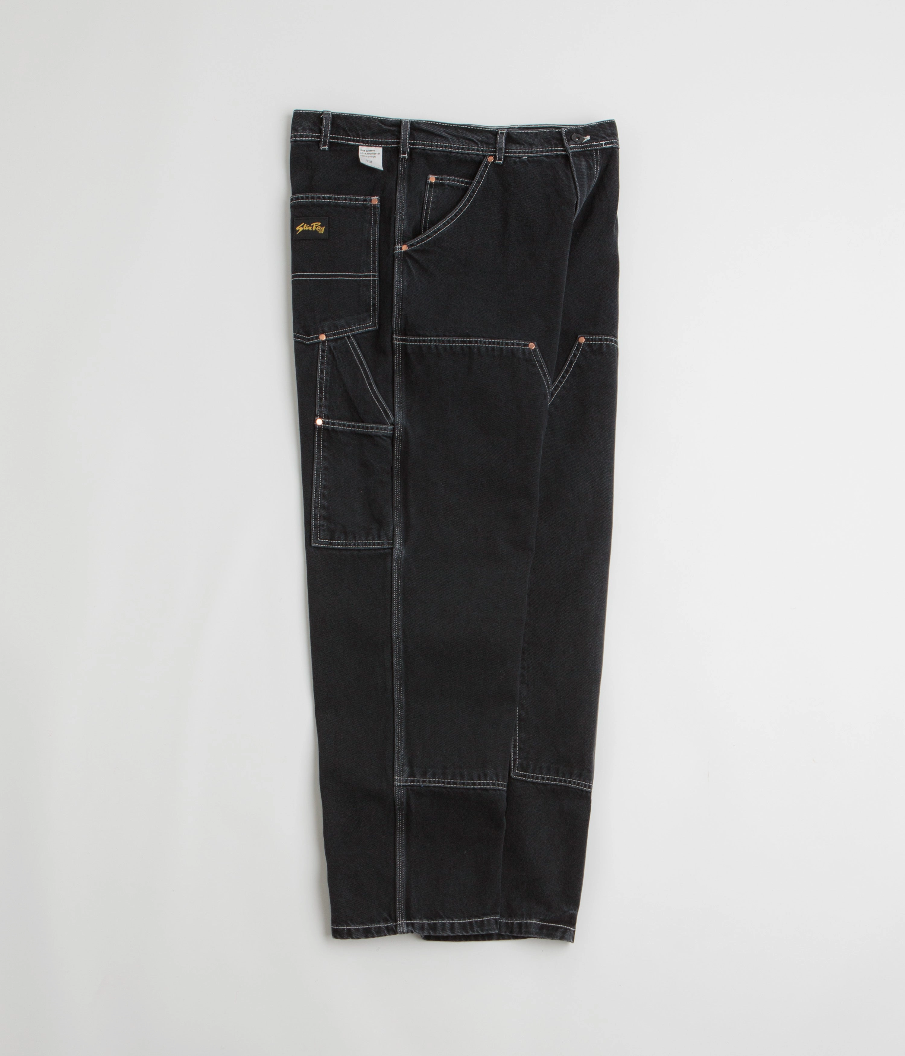 Stan Ray Double Knee Pants - Stonewashed Black Denim Rubberized grip
