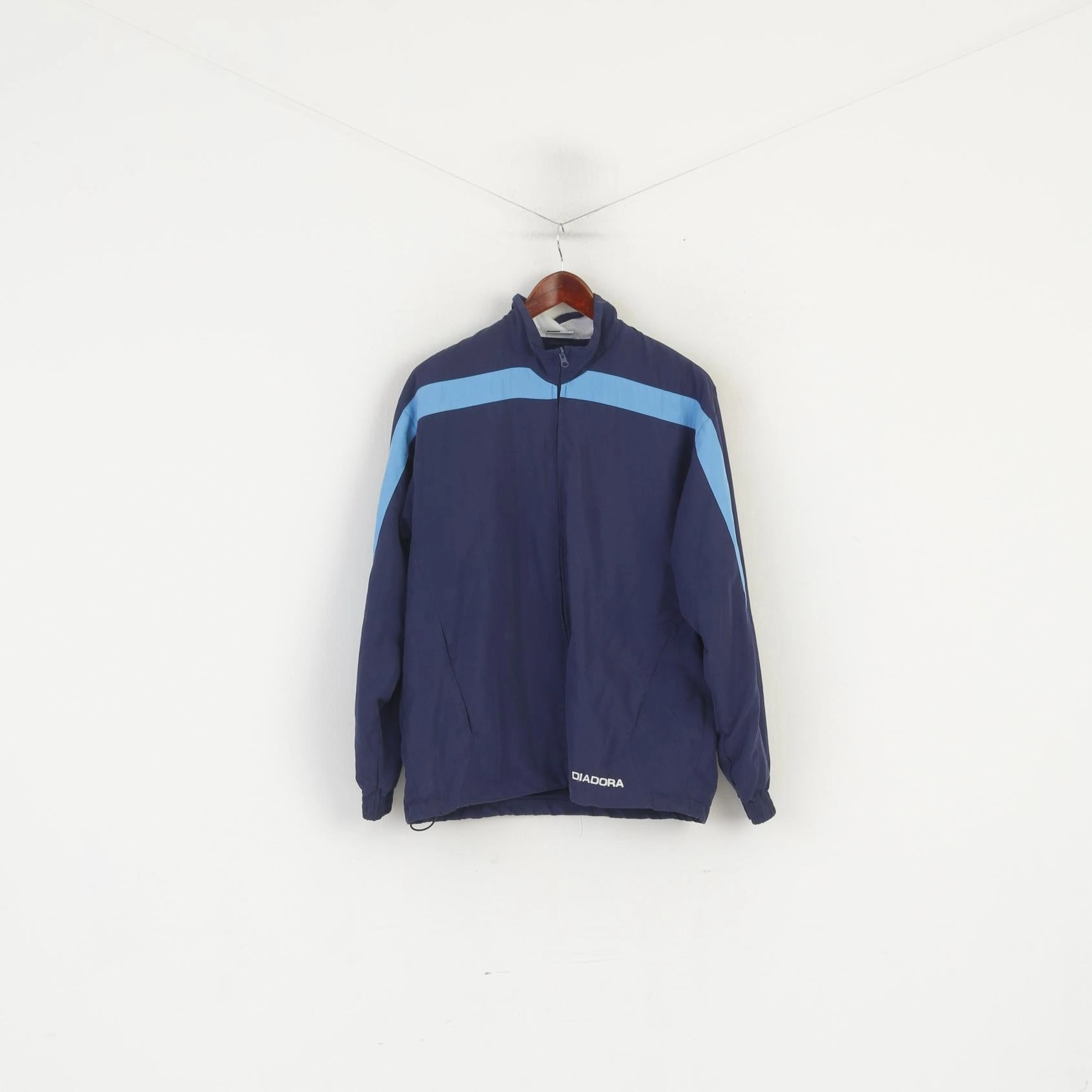 Tactile Response Fabric Diadora Men L Jacket Navy Vintage Lightweight Activewear Full Zip Training