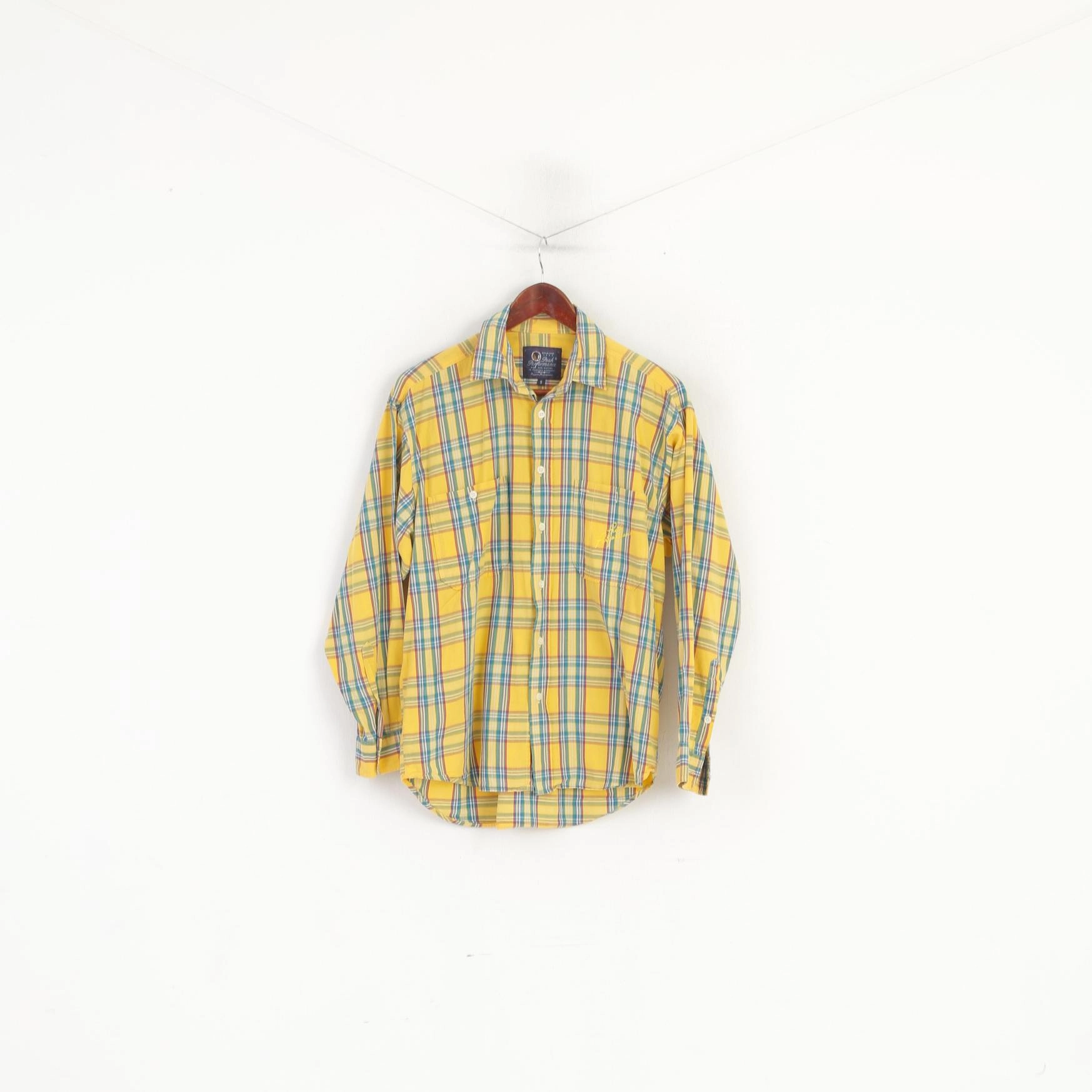 Peak Performance Men S Casual Shirt Yellow Check Rugged Mountainwear Cotton Top Anti Pilling Surface Customizable Option