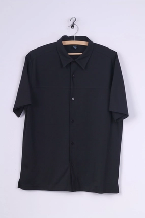 Reinforced Collar Reaction Kenneth Cole Mens L (M) Casual Shirt Black Detailed Buttons Top