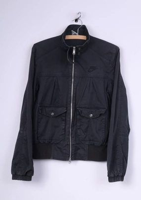 Effortless Wear Nike Sportswear Womens L 14/16 Jacket Black Cotton Full Zipper Pocket