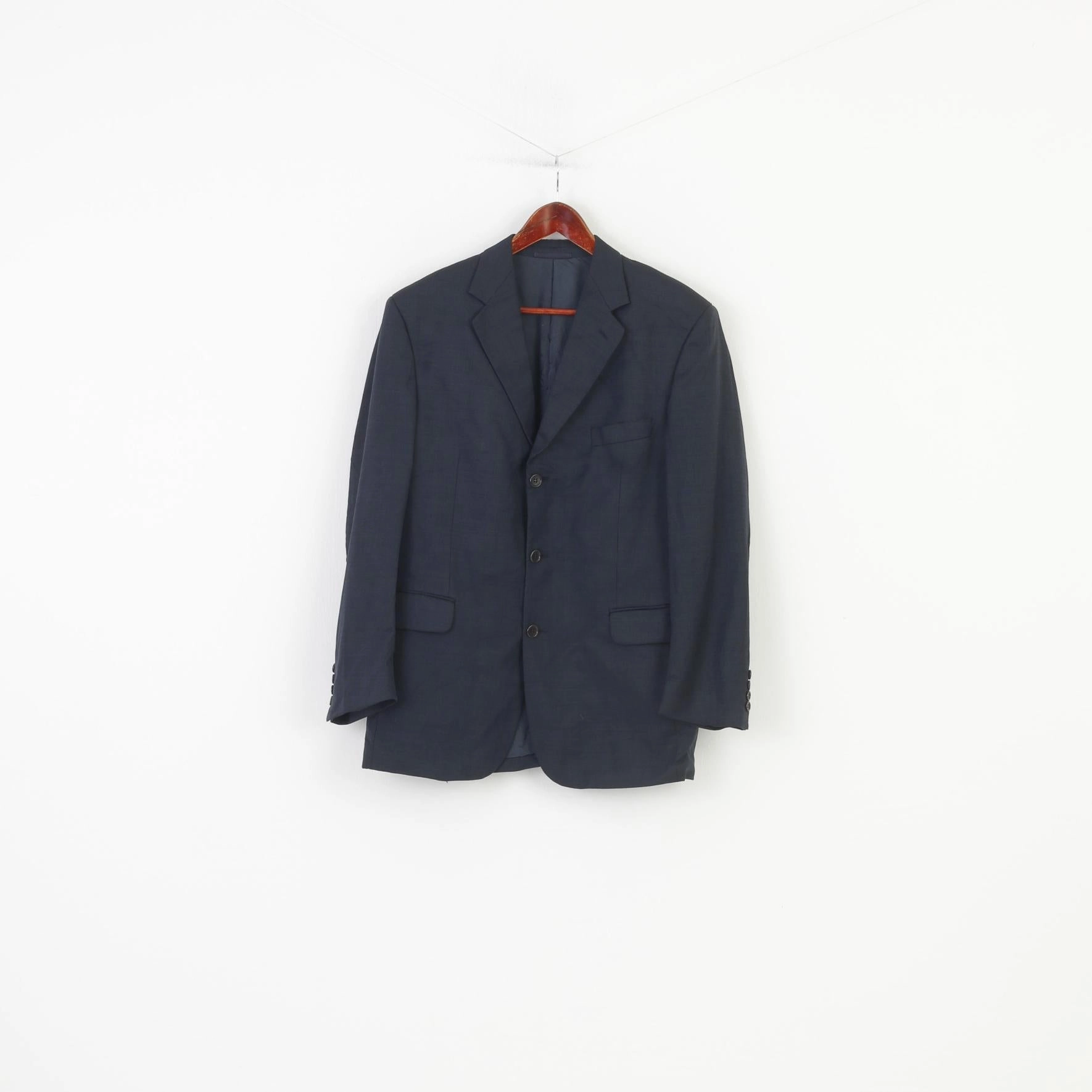 Visualize Trail Tested Jaeger Men 50 40 Blazer Navy Elegant Classic Breasted Bottoms Wool Vintage Jacket