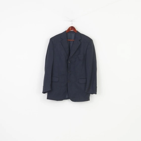 Visualize Trail Tested Jaeger Men 50 40 Blazer Navy Elegant Classic Breasted Bottoms Wool Vintage Jacket