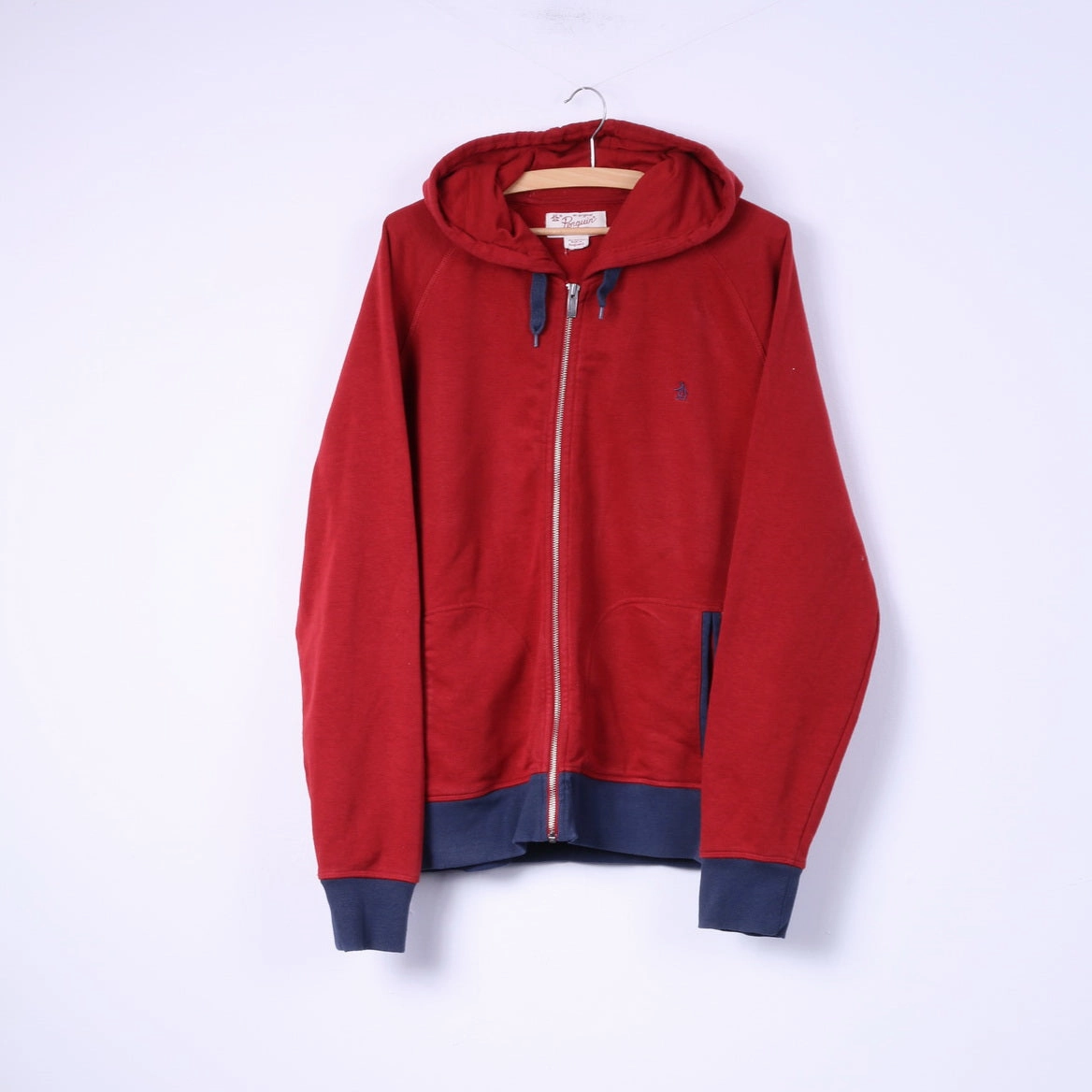 Original Penguin Mens XL Sweatshirt Red Hooded Full Zipper Sportswear Top product recommendation Fashion Statement