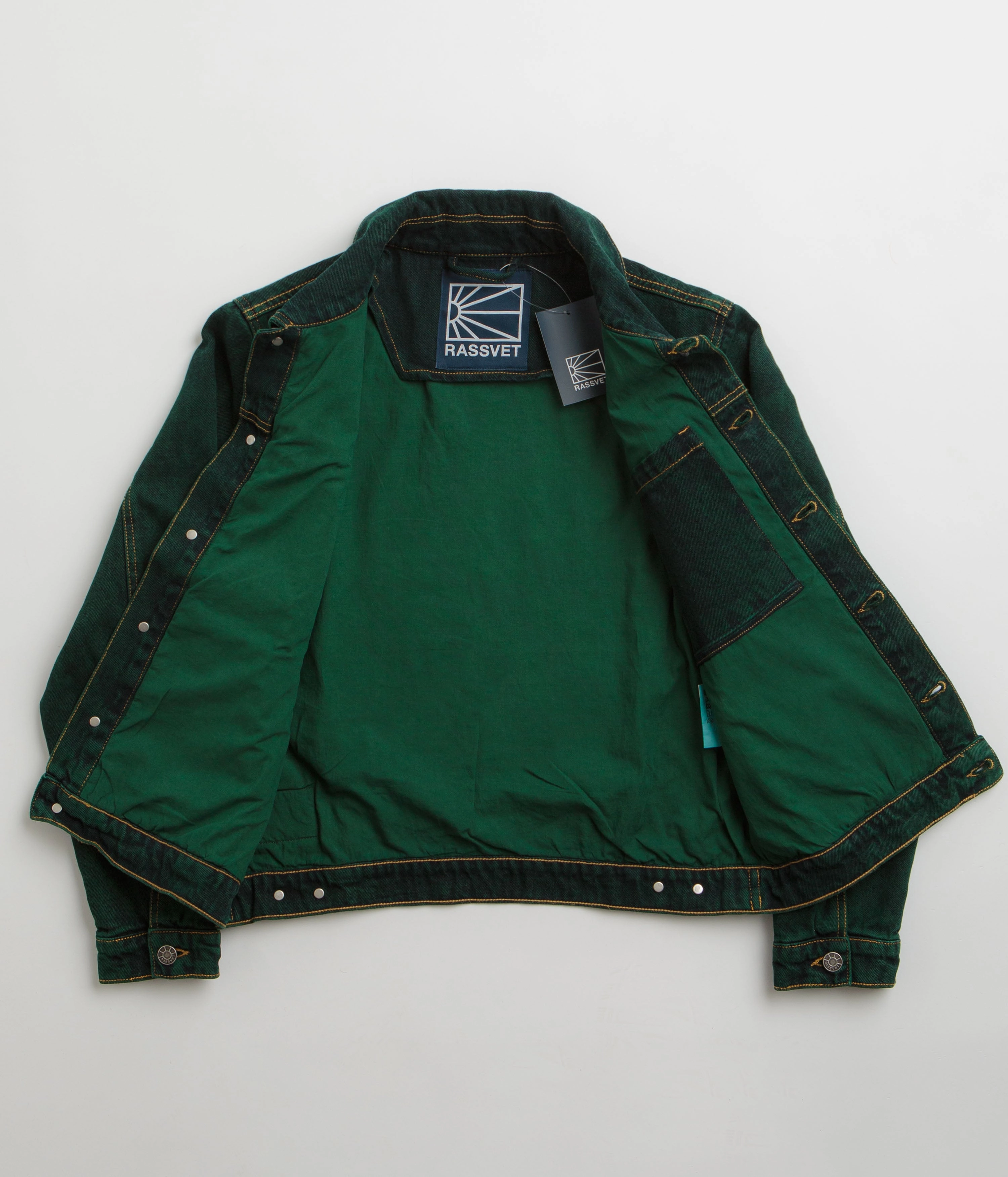 Reflective Safety Trim Modern Fit Rassvet Lined Denim Jacket - Green