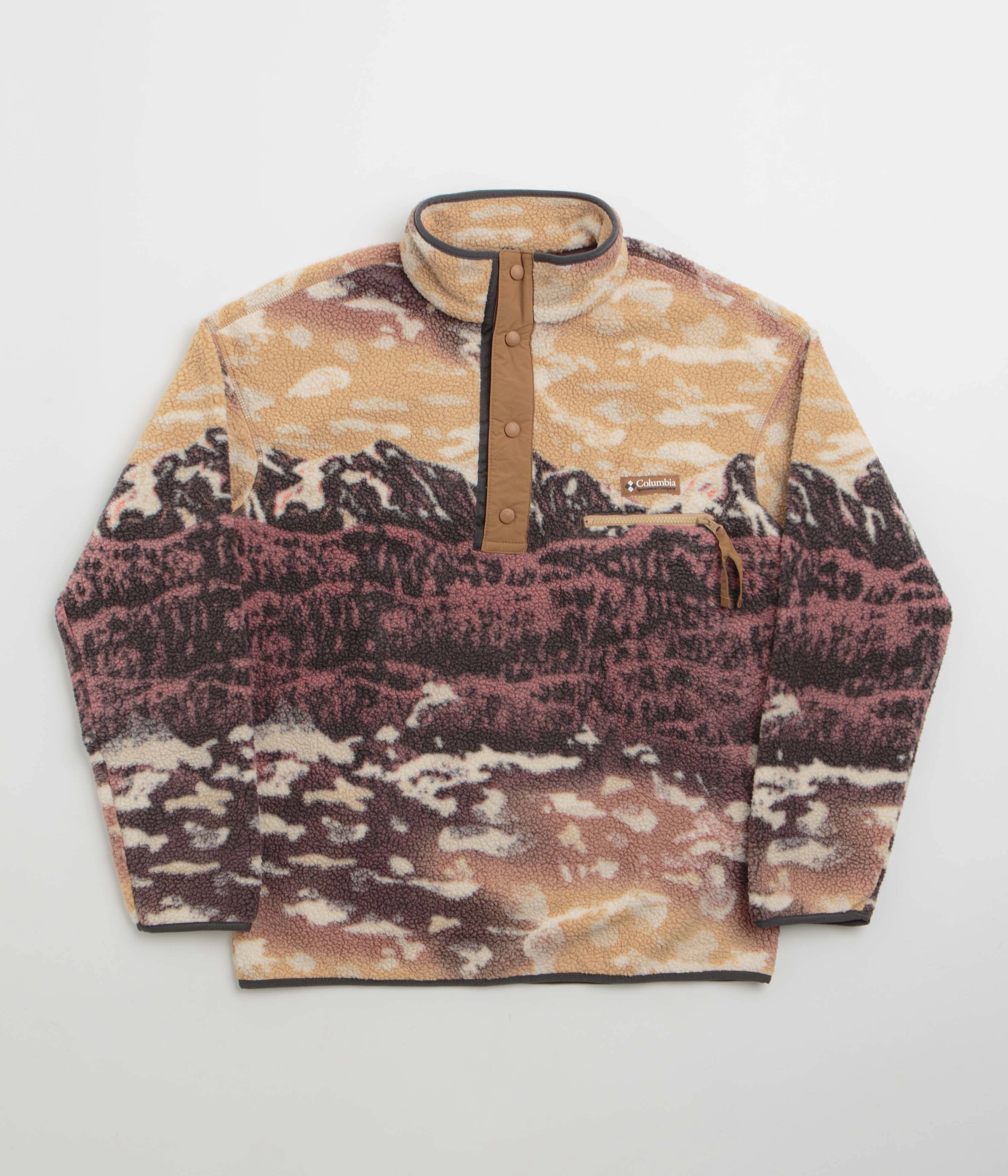 Cold Gear Columbia Helvetia II Printed Half Snap Fleece - Camel Brown / Sisters