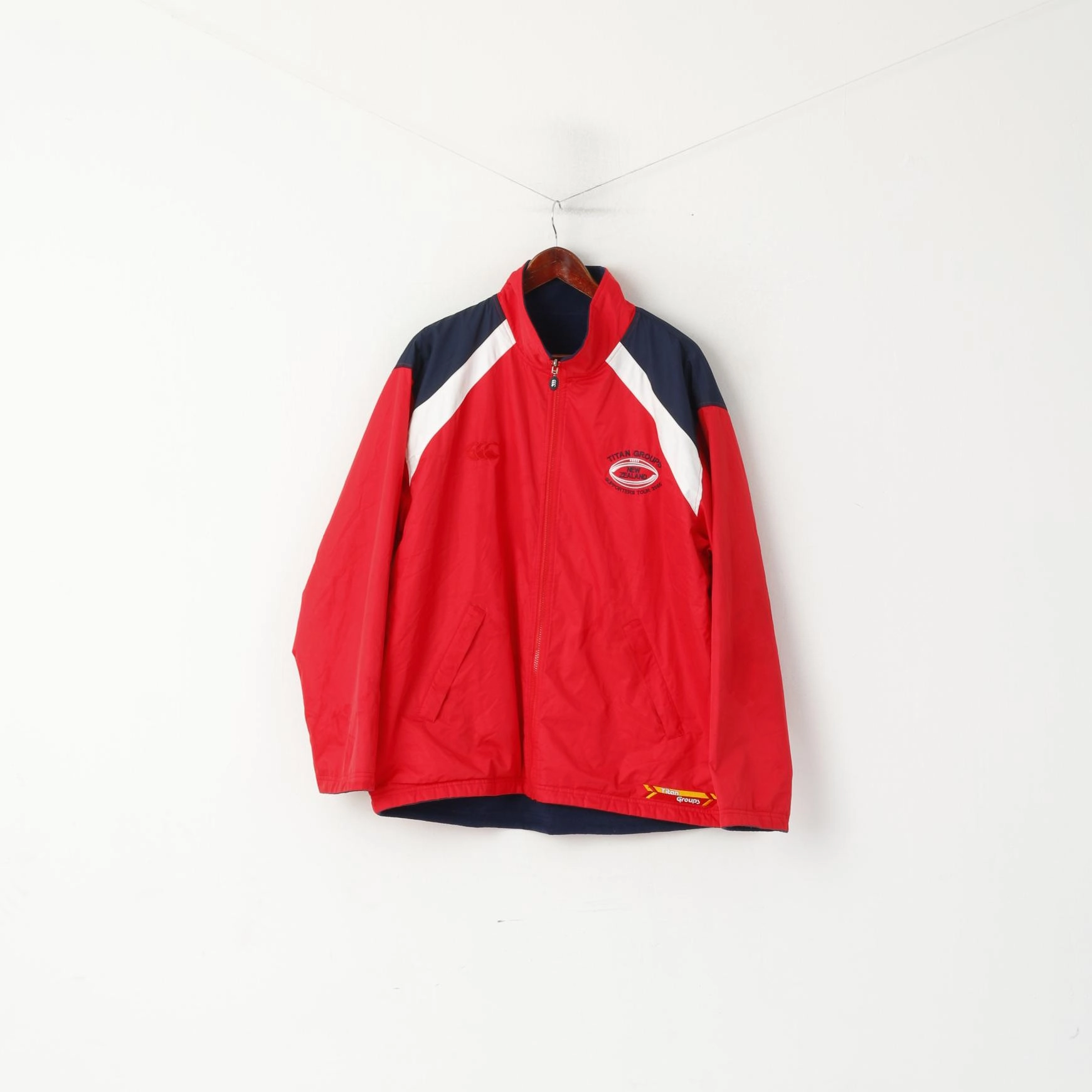 work event Canterbury of New Zealand Men L Jacket Red Navy Double Sided Titan Groups Tour 2005
