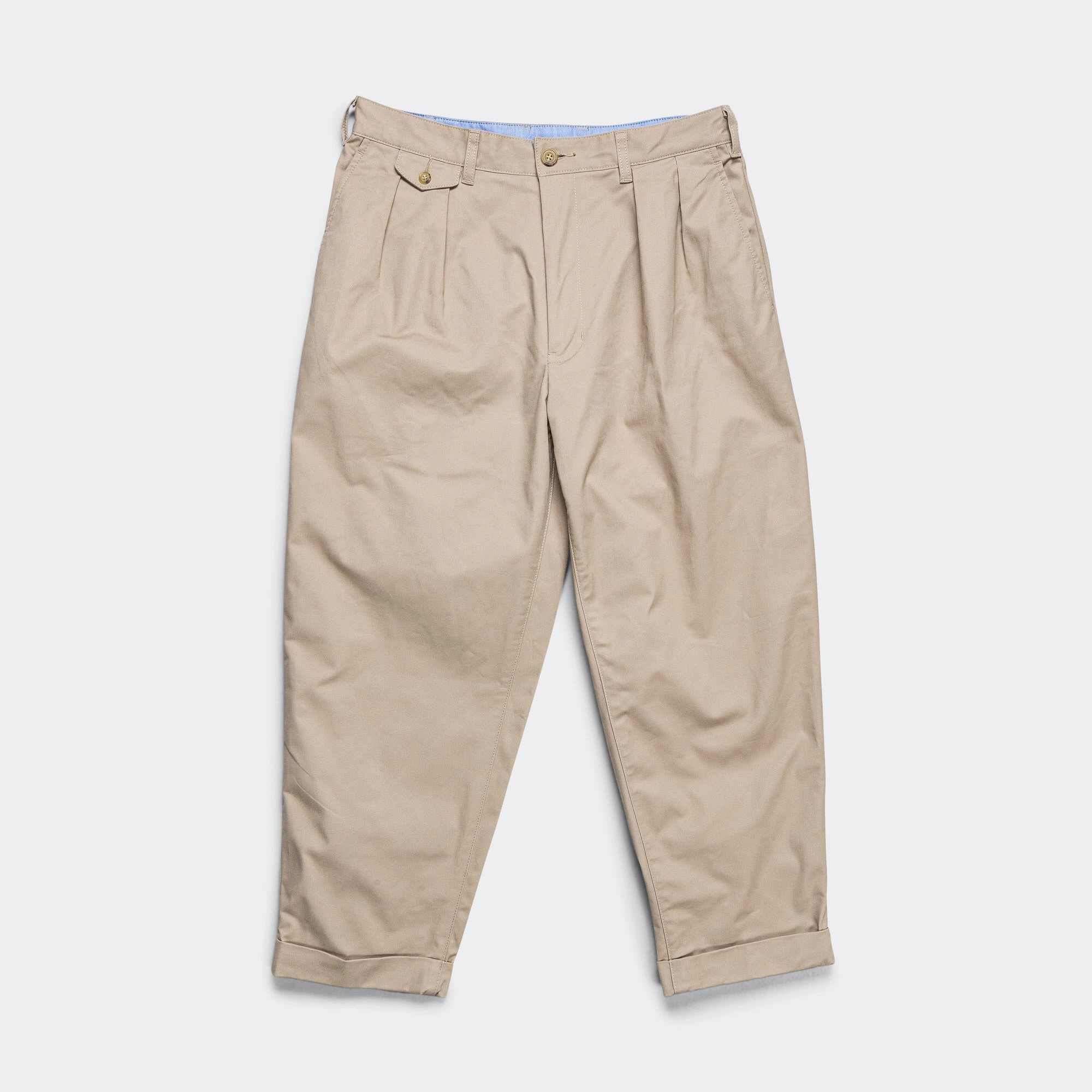 UV Protection Relaxed Look 2 Pleats Trousers Twill - Khaki