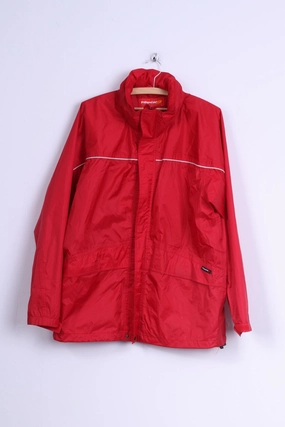 long sleeved WrinkleResistant Touch 9  Mens M Rain Jacket Red Active Wear Nylon Hidden Hood Rain Coat