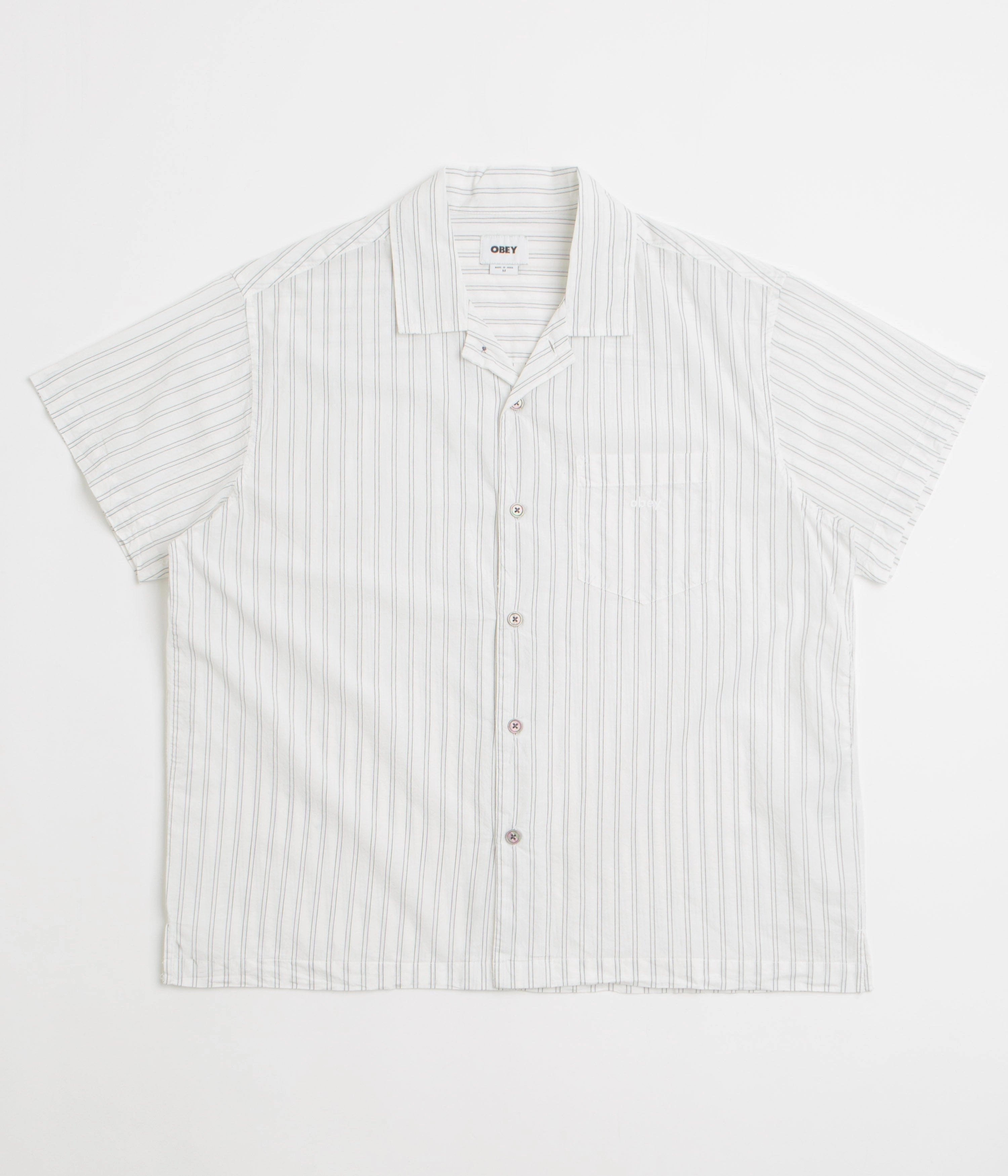 Obey Rizzo Short Sleeve Shirt - White Multi Long Sleeve Snag Resistant Fabric