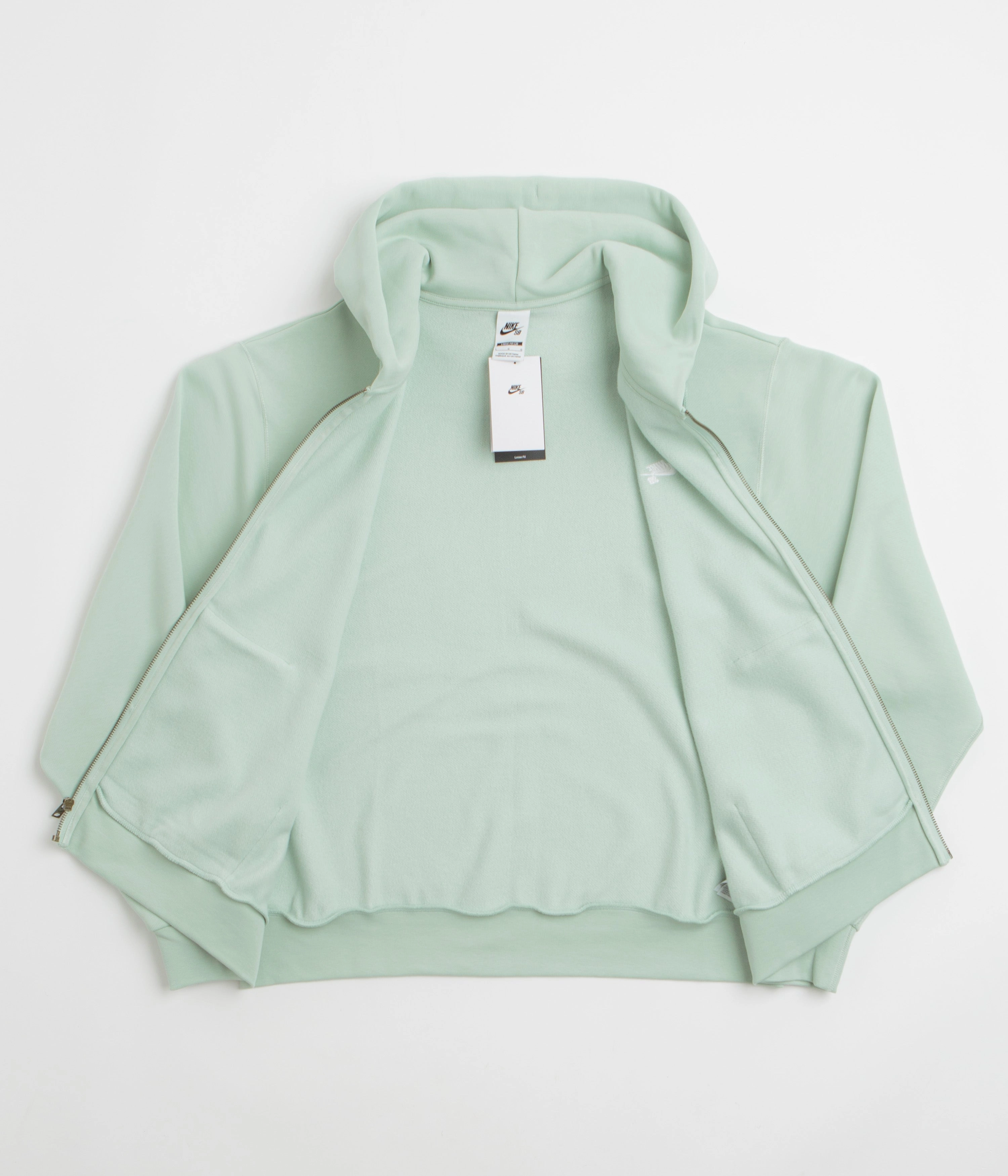 Classic Pullover Design Modern Streetwear Nike SB Essential Logo Full Zip Hoodie - Pistachio Frost / White