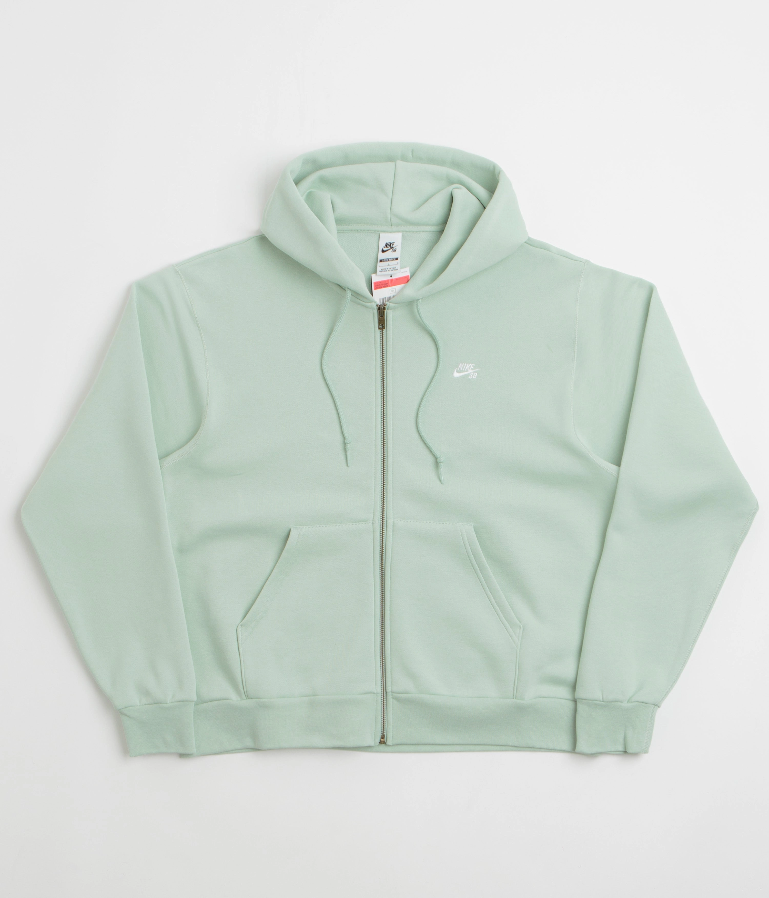 Flexible Waistband Lightweight Feel Nike SB Essential Logo Full Zip Hoodie - Pistachio Frost / White