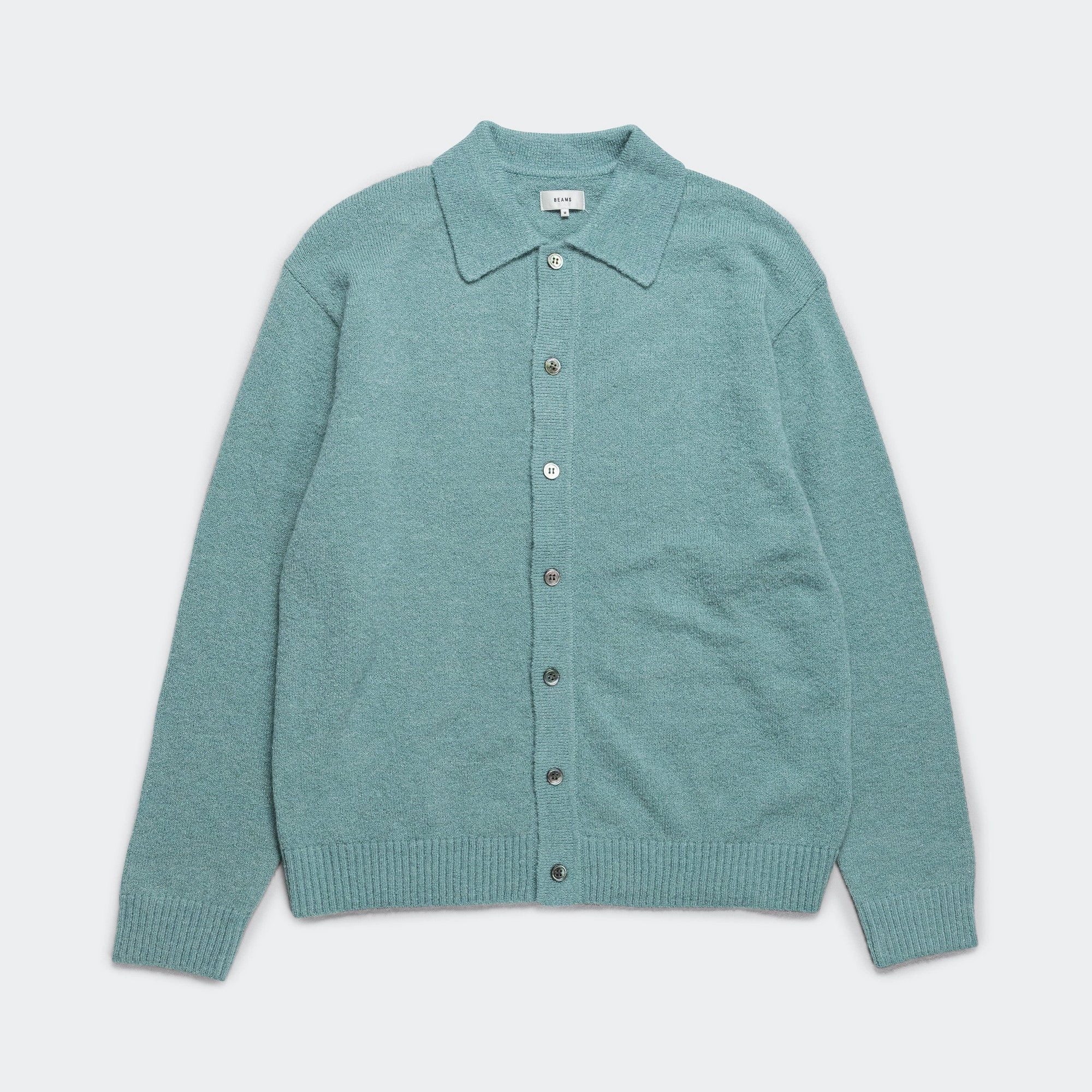 Alpaca Mix Polo Cardigan - Sax Gradient Colorfast Dye