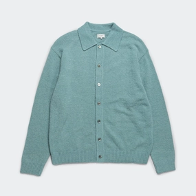 Alpaca Mix Polo Cardigan - Sax Gradient Colorfast Dye