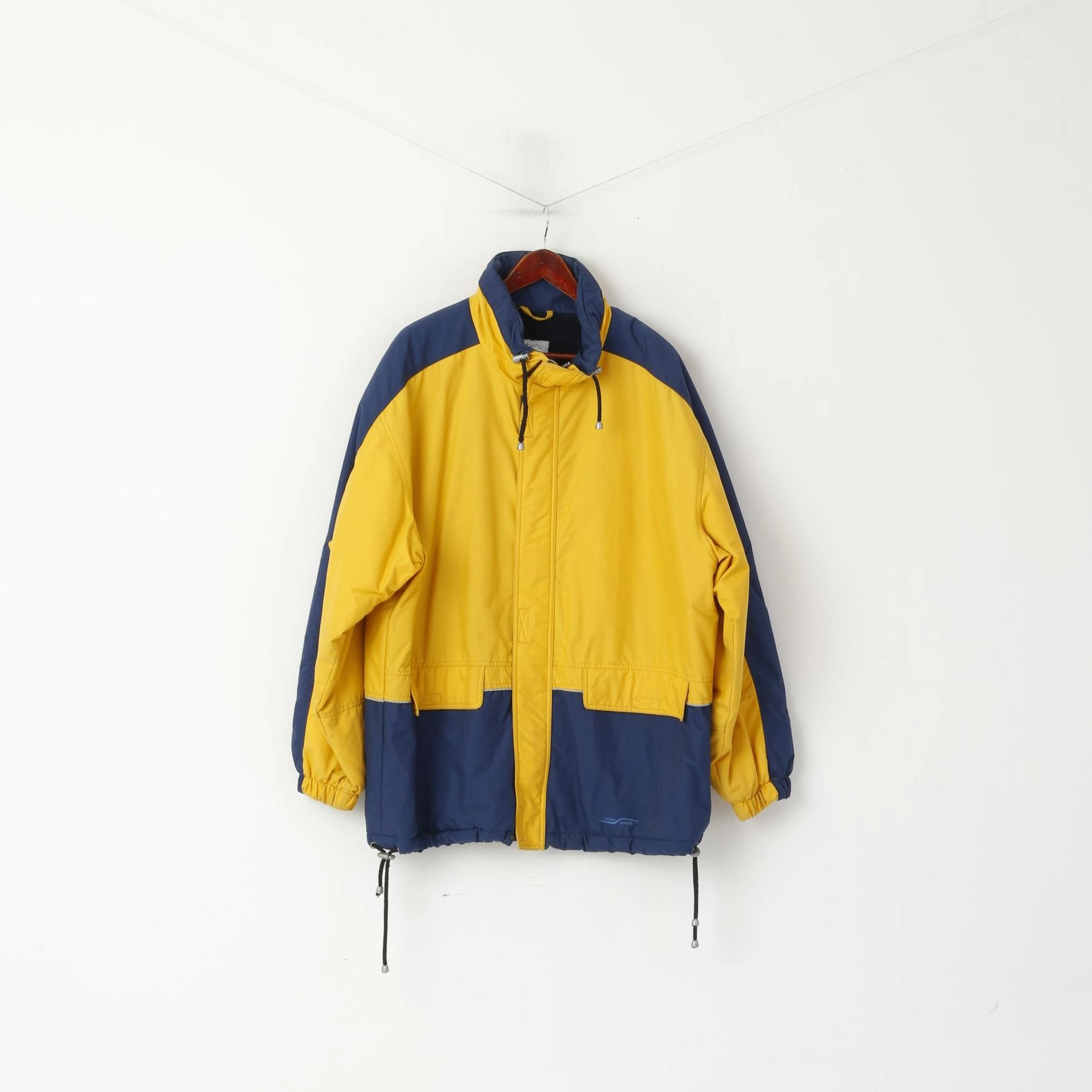 Etirel le style sportif Men XXL Jacket Yellow Padded Ski Full Zipper Vintage Sport Top Rugged Feel Enjoy