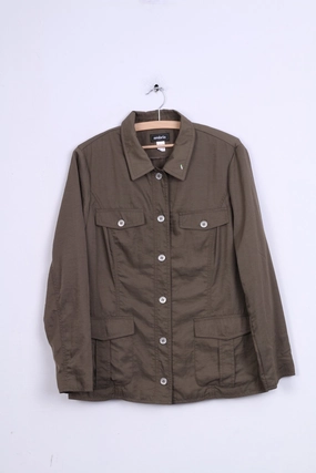 Ambria Womens 20 XXL Jacket Blazer Single Breasted Khaki Nylon Waterproof Odor Resistant Fabric Button Closure