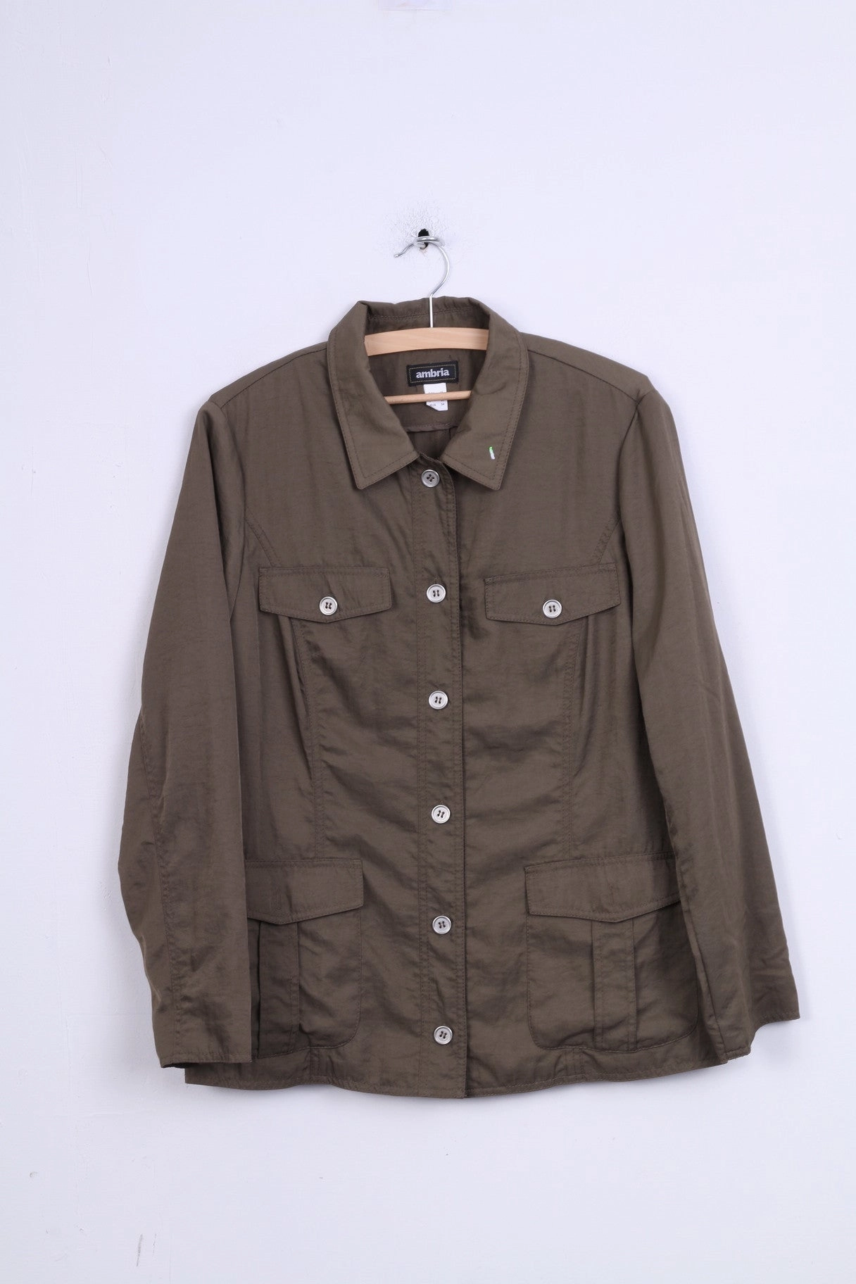 Ambria Womens 20 XXL Jacket Blazer Single Breasted Khaki Nylon Waterproof Odor Resistant Fabric Button Closure