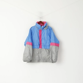 Moisture Wicking Liner American Men XL Pullover Jacket Blue Vintage Ski Nylon Waterproof Hidden Hood Top