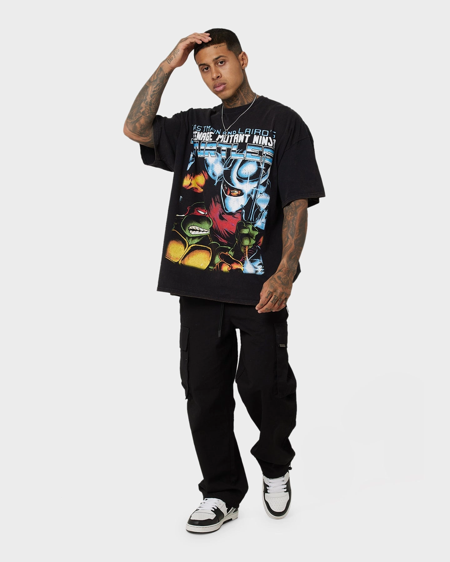 Cool Vibes Solid color purity American Thrift X Teenage Mutant Ninja Turtles Shredder Vintage T-Shirt Black Wash